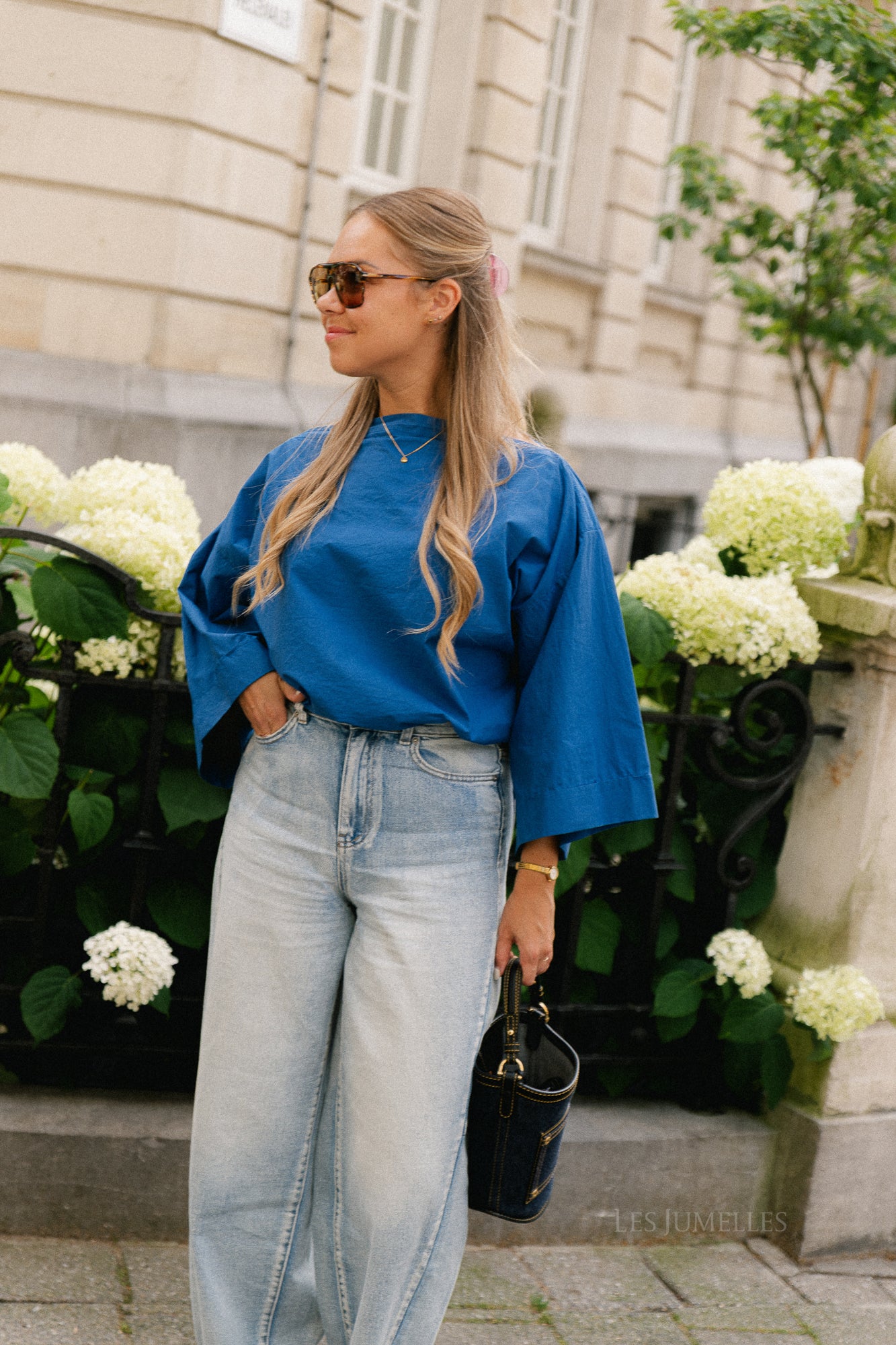 Myra off shoulder shirt marine blue