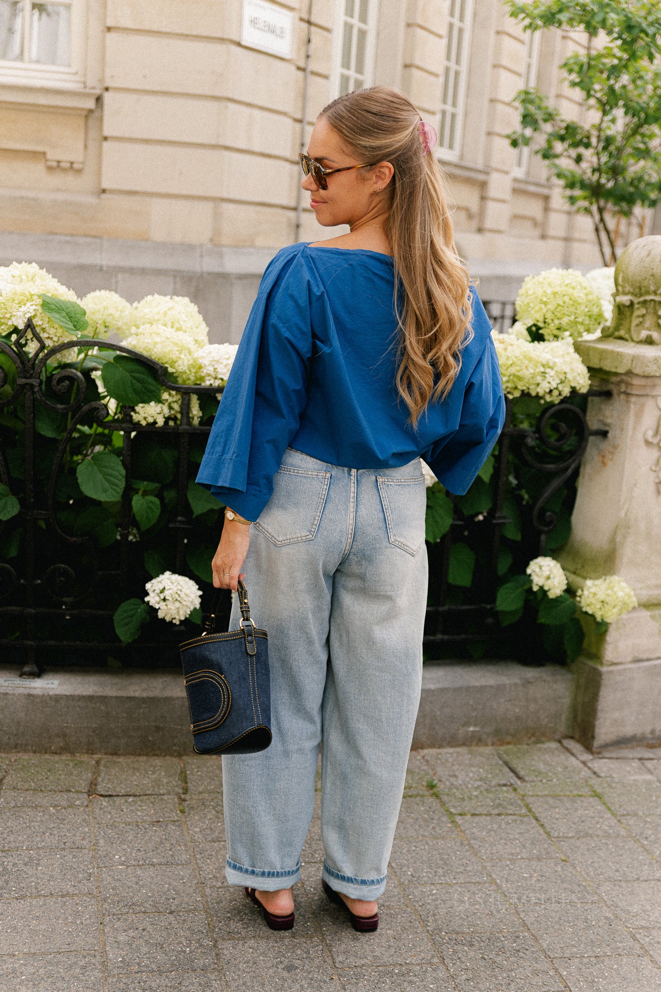 Myra off shoulder shirt marine blue