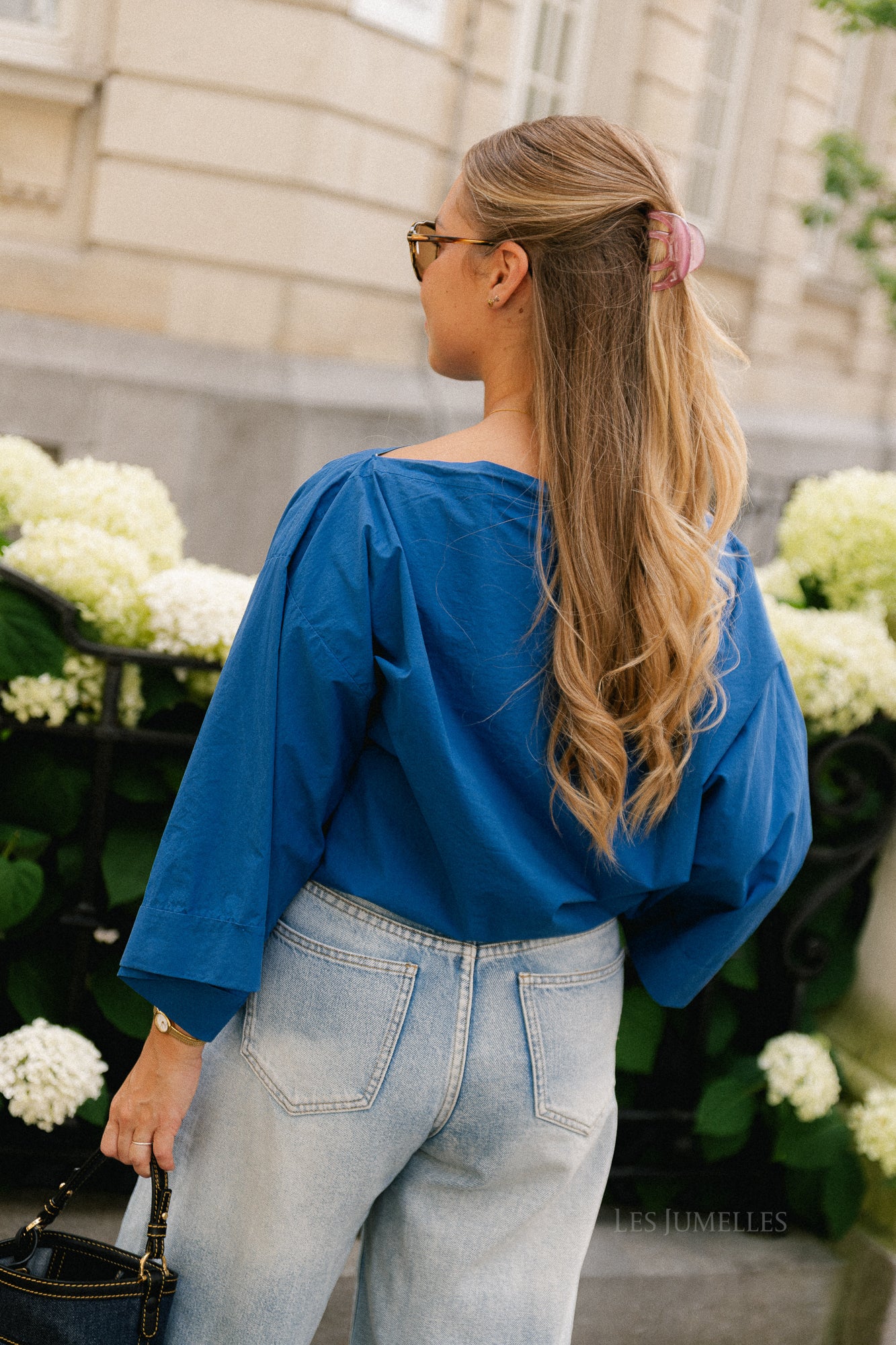 Myra off shoulder shirt marine blue