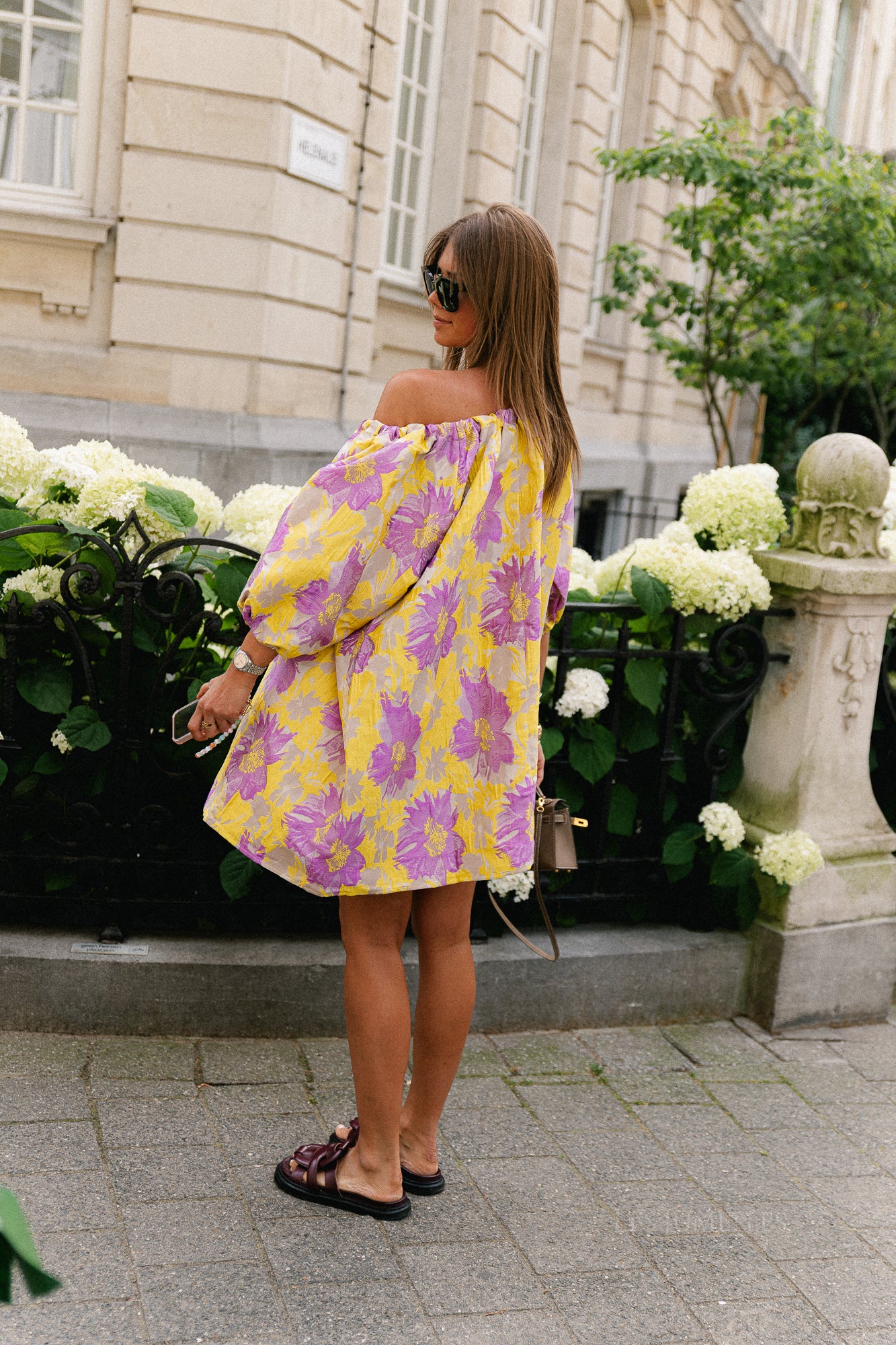 Jamie jacquard midi dress yellow/iris orchid