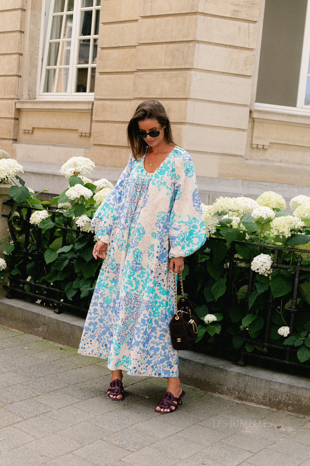 Brigitte floral maxi dress soft blue/turquoise