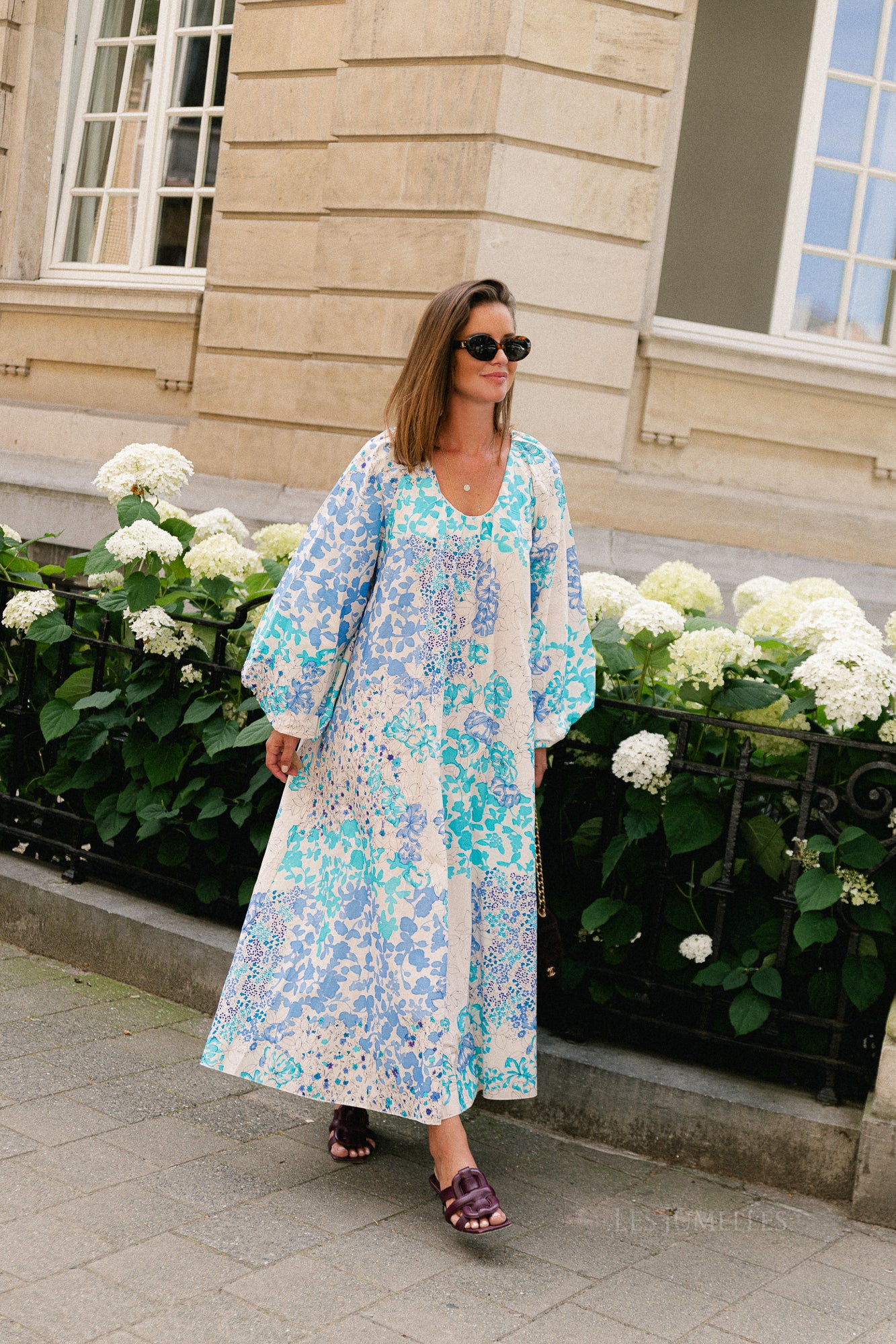 Brigitte floral maxi dress soft blue/turquoise