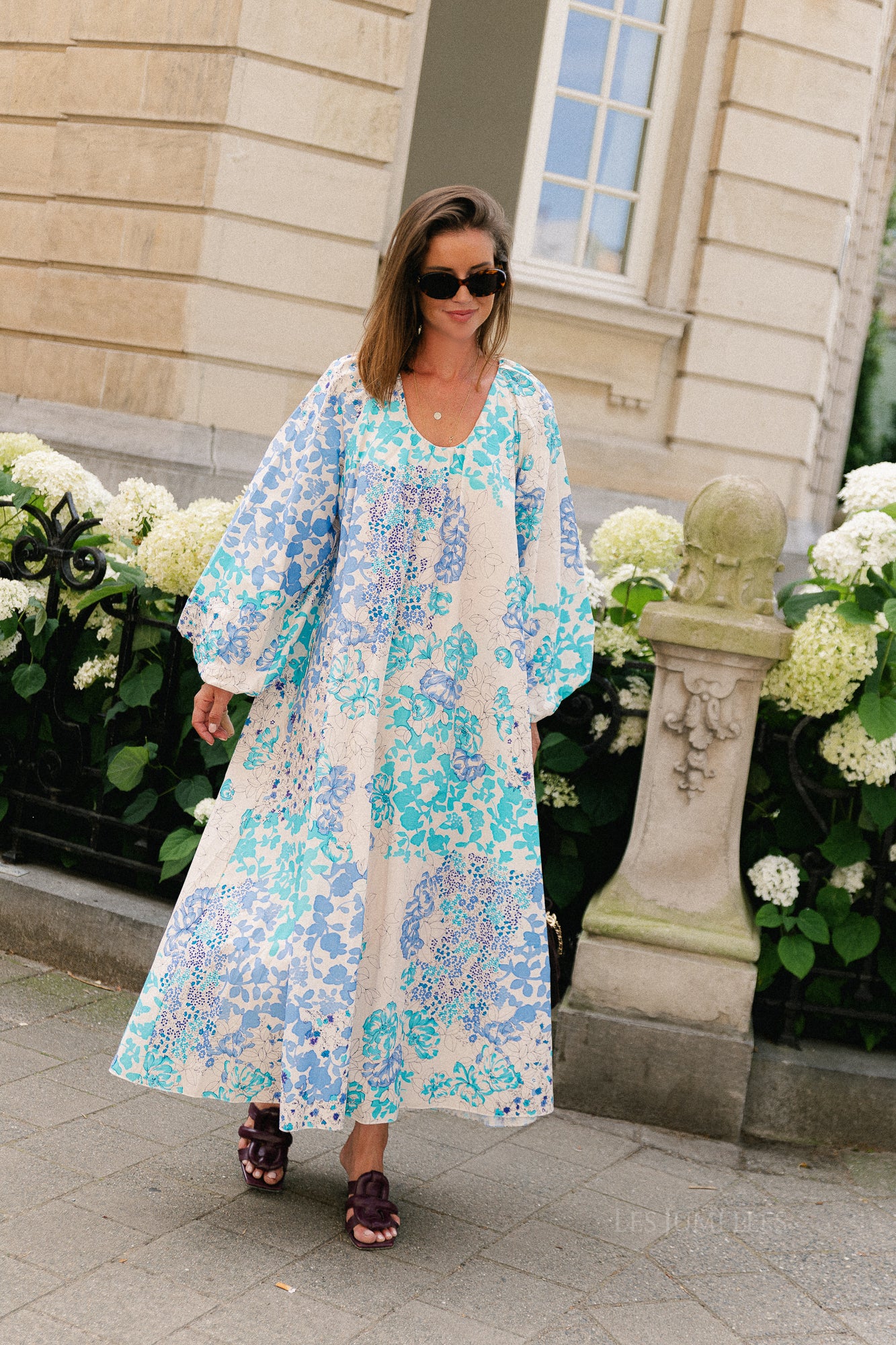 Brigitte floral maxi dress soft blue/turquoise