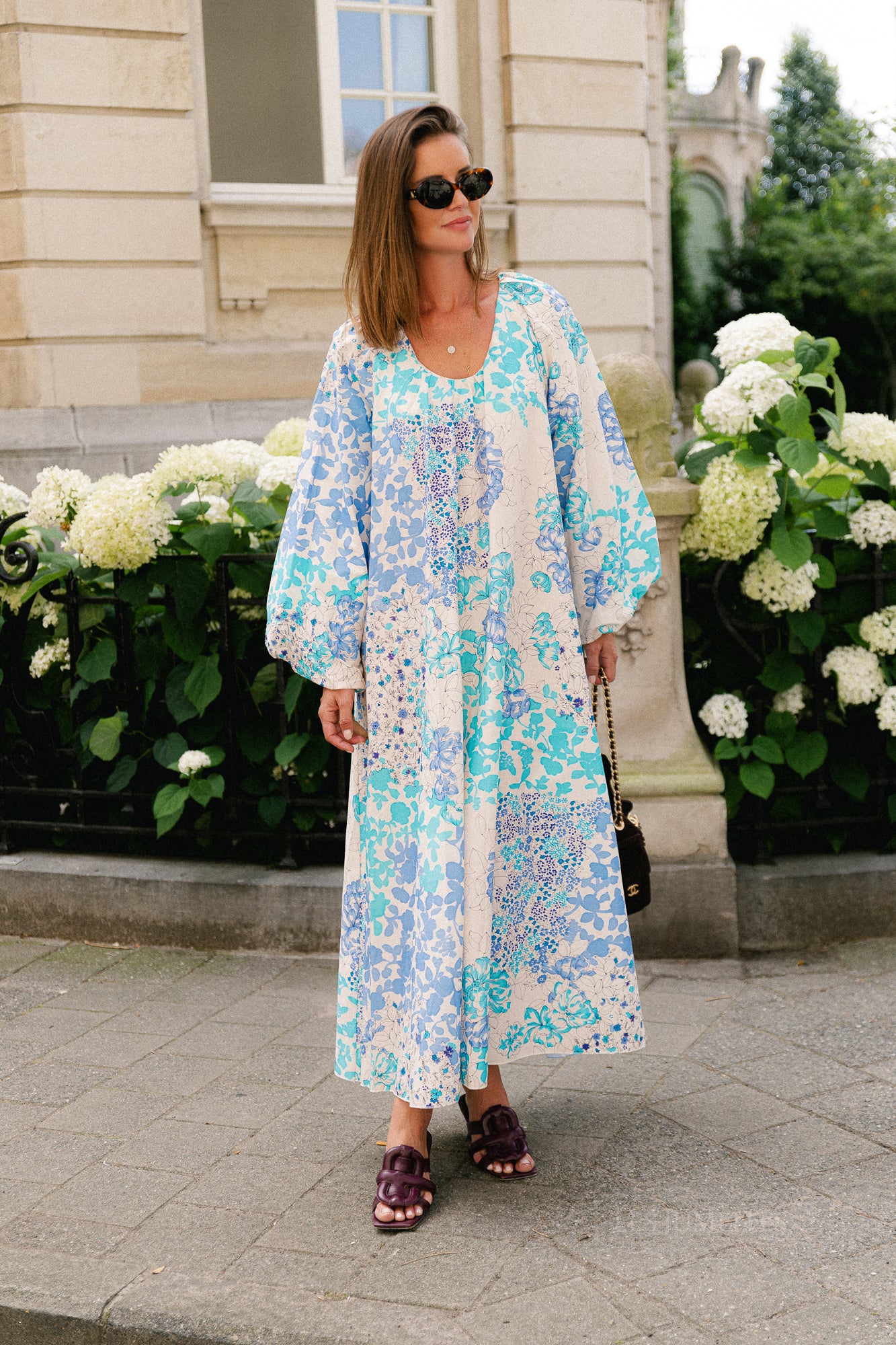 Brigitte floral maxi dress soft blue/turquoise