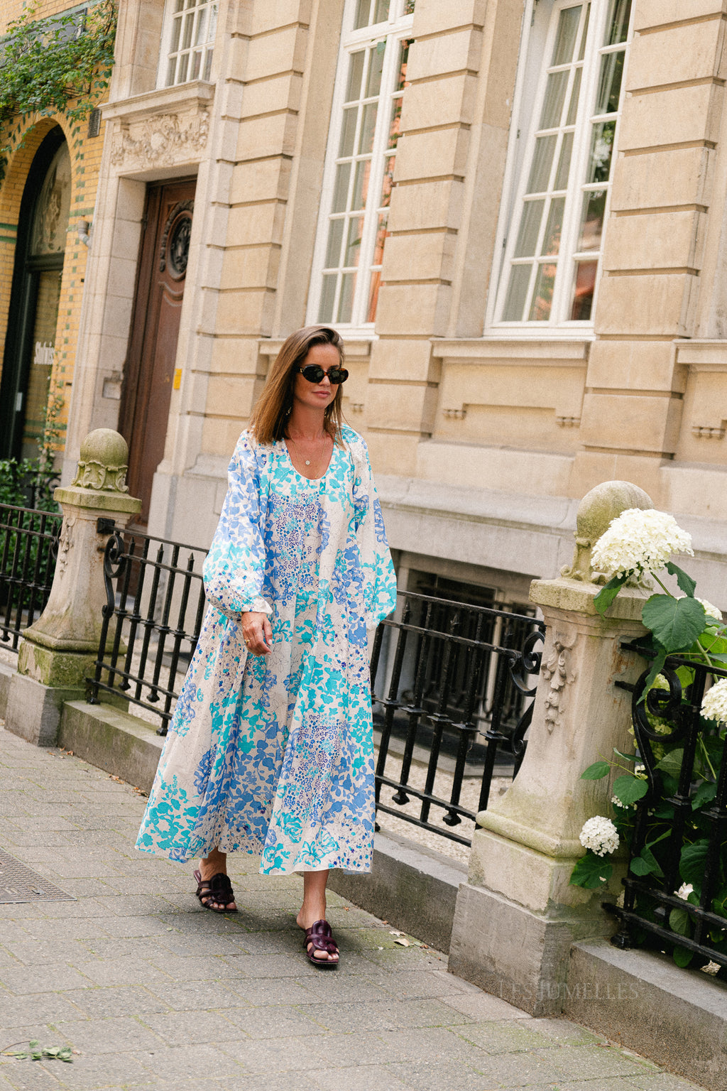 Brigitte floral maxi dress soft blue/turquoise