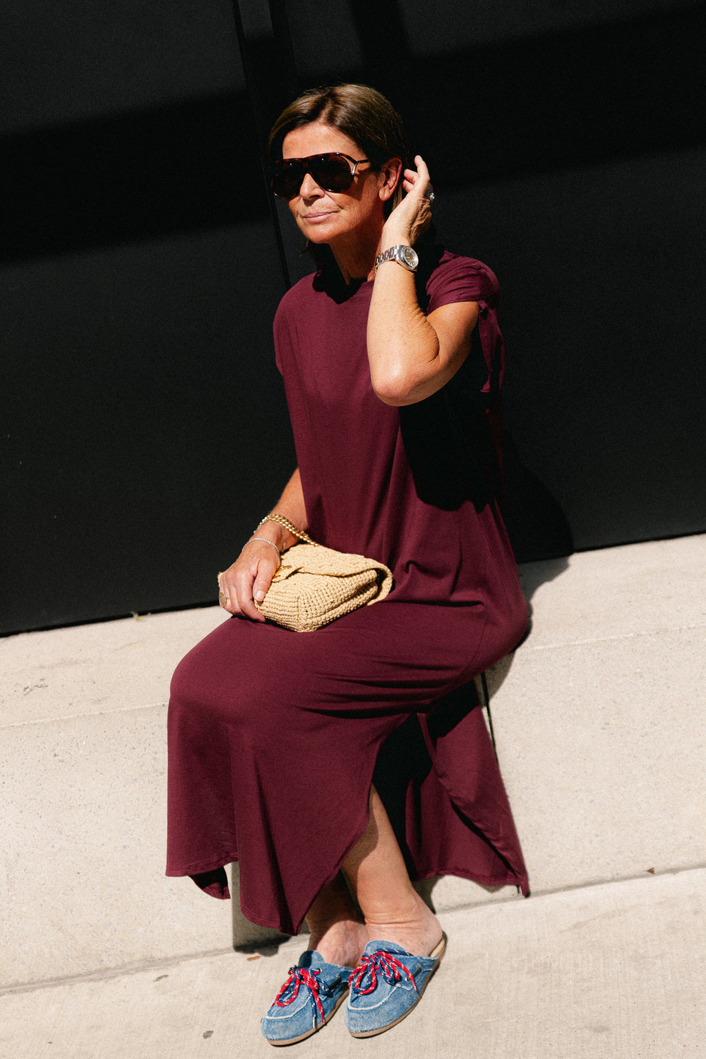 Thea T-shirt dress burgundy