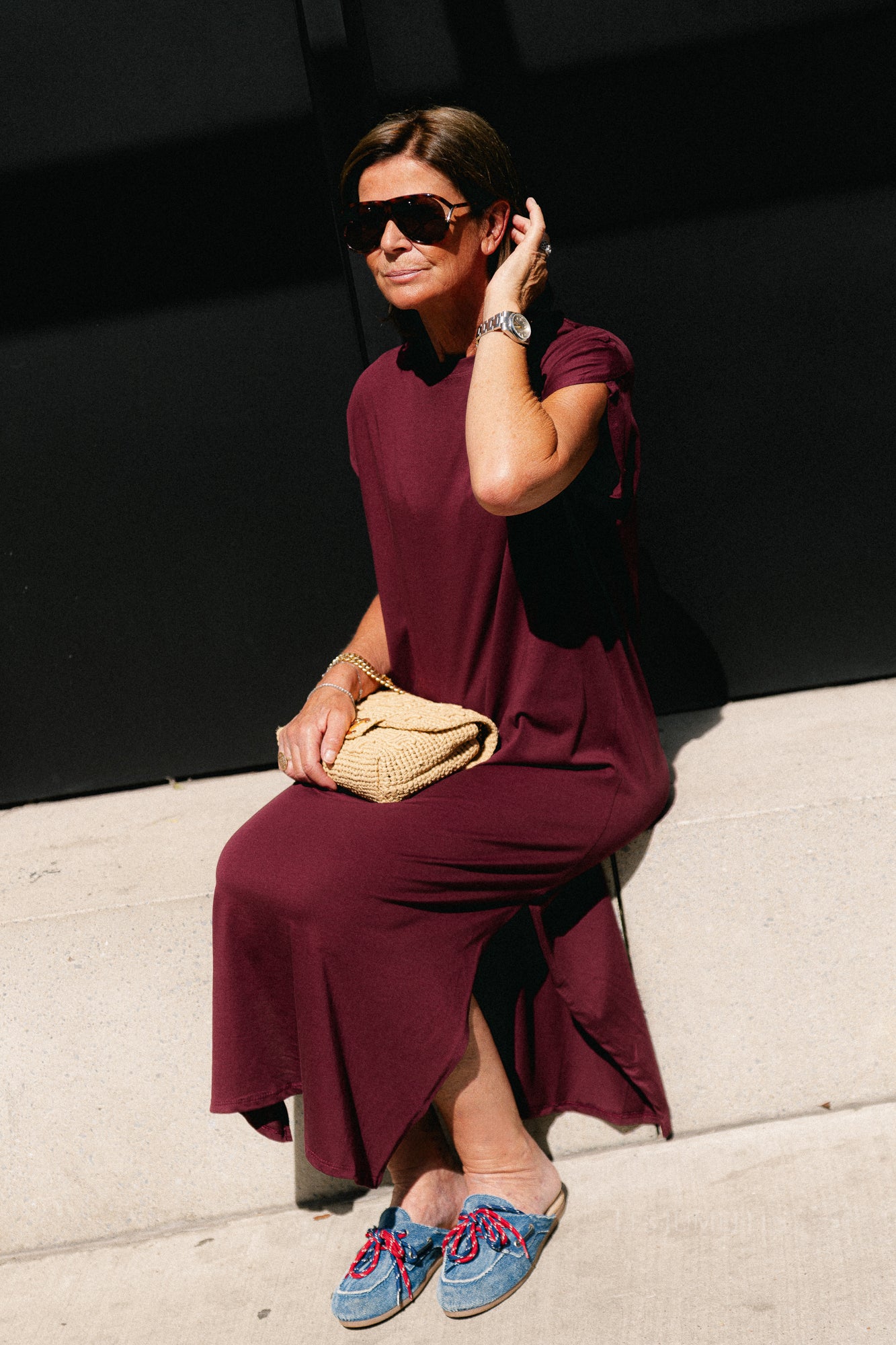 Thea T-shirt dress burgundy