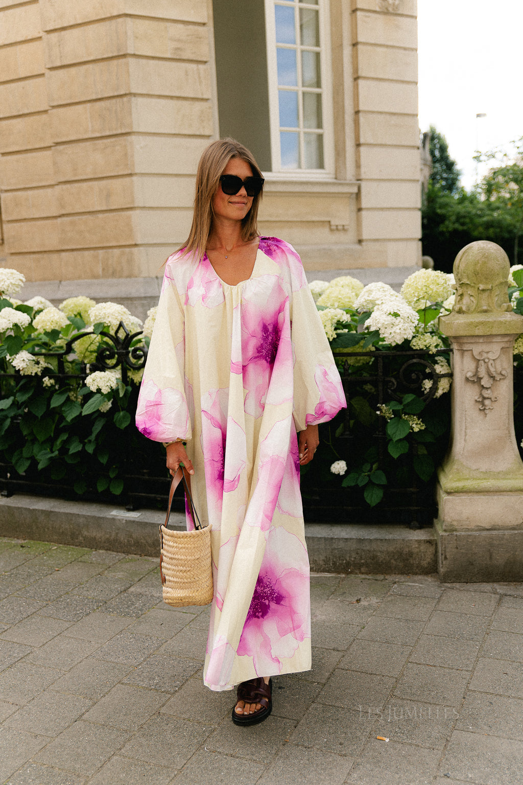 Brigitte floral maxi dress butter yellow/orchid