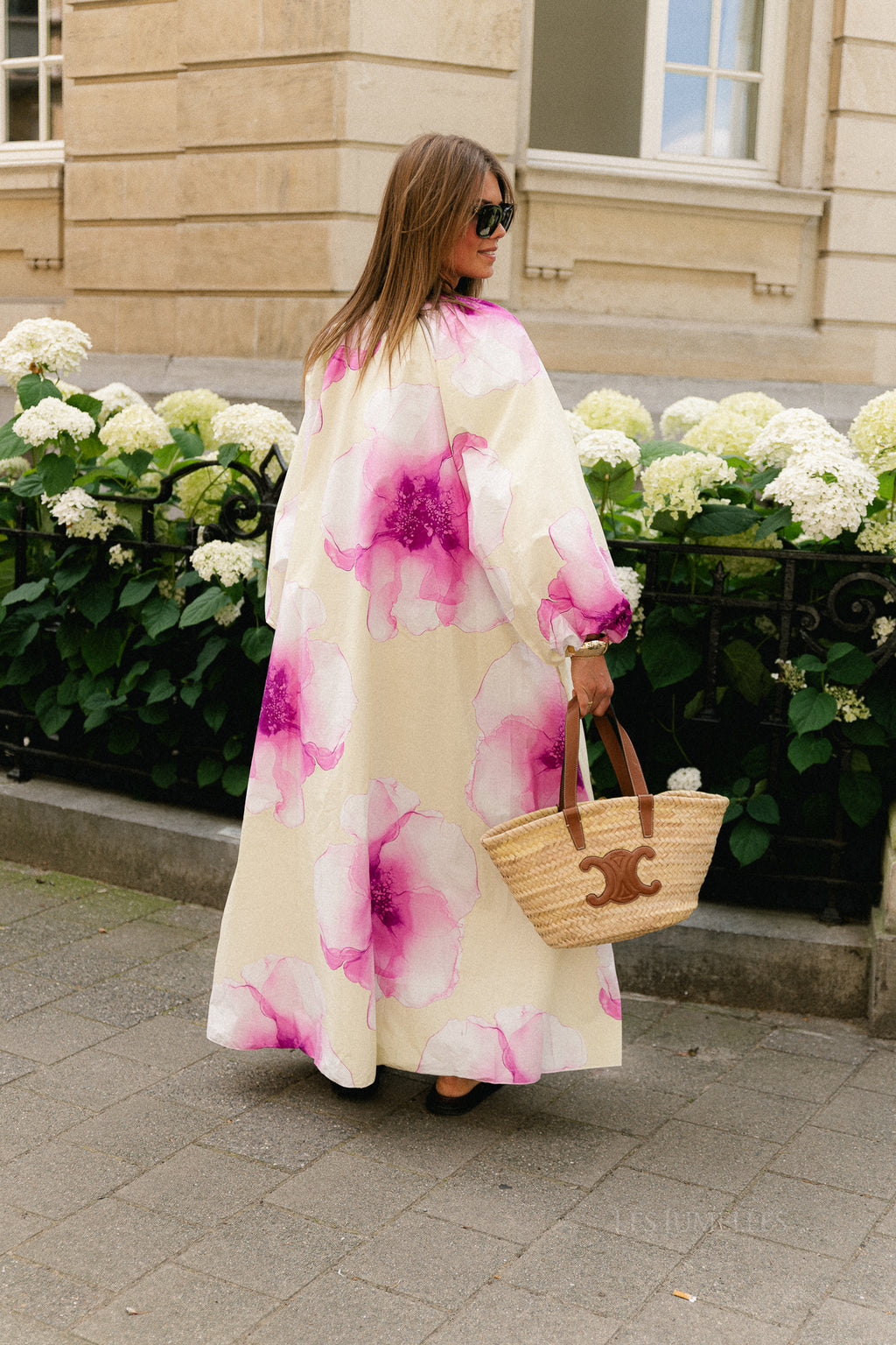 Brigitte floral maxi dress butter yellow/orchid