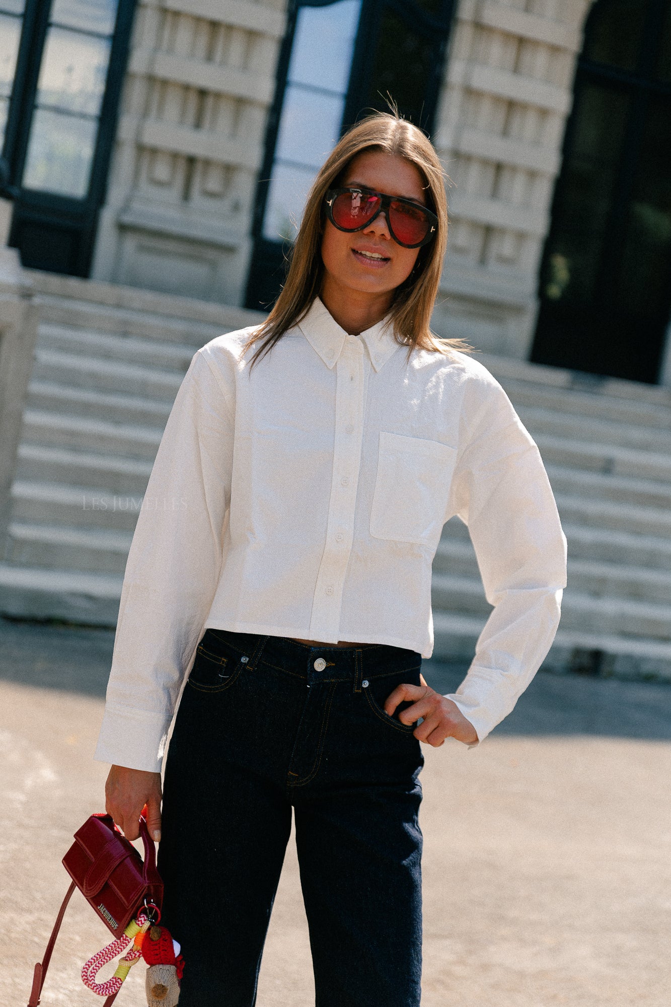 Mia cropped shirt white