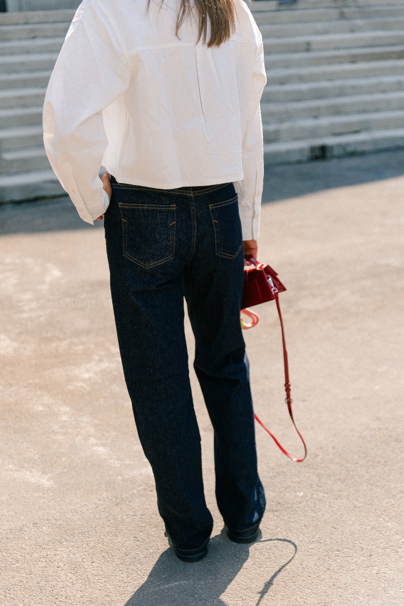 SLFstraight Bea-Kori MW jeans dark blue denim