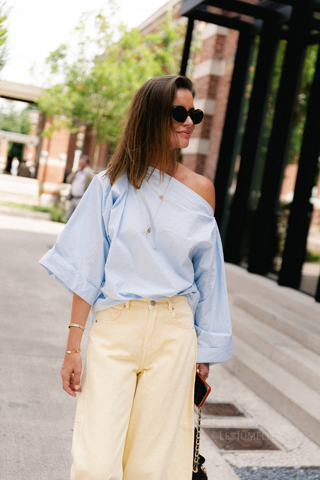 Myra off shoulder shirt light blue