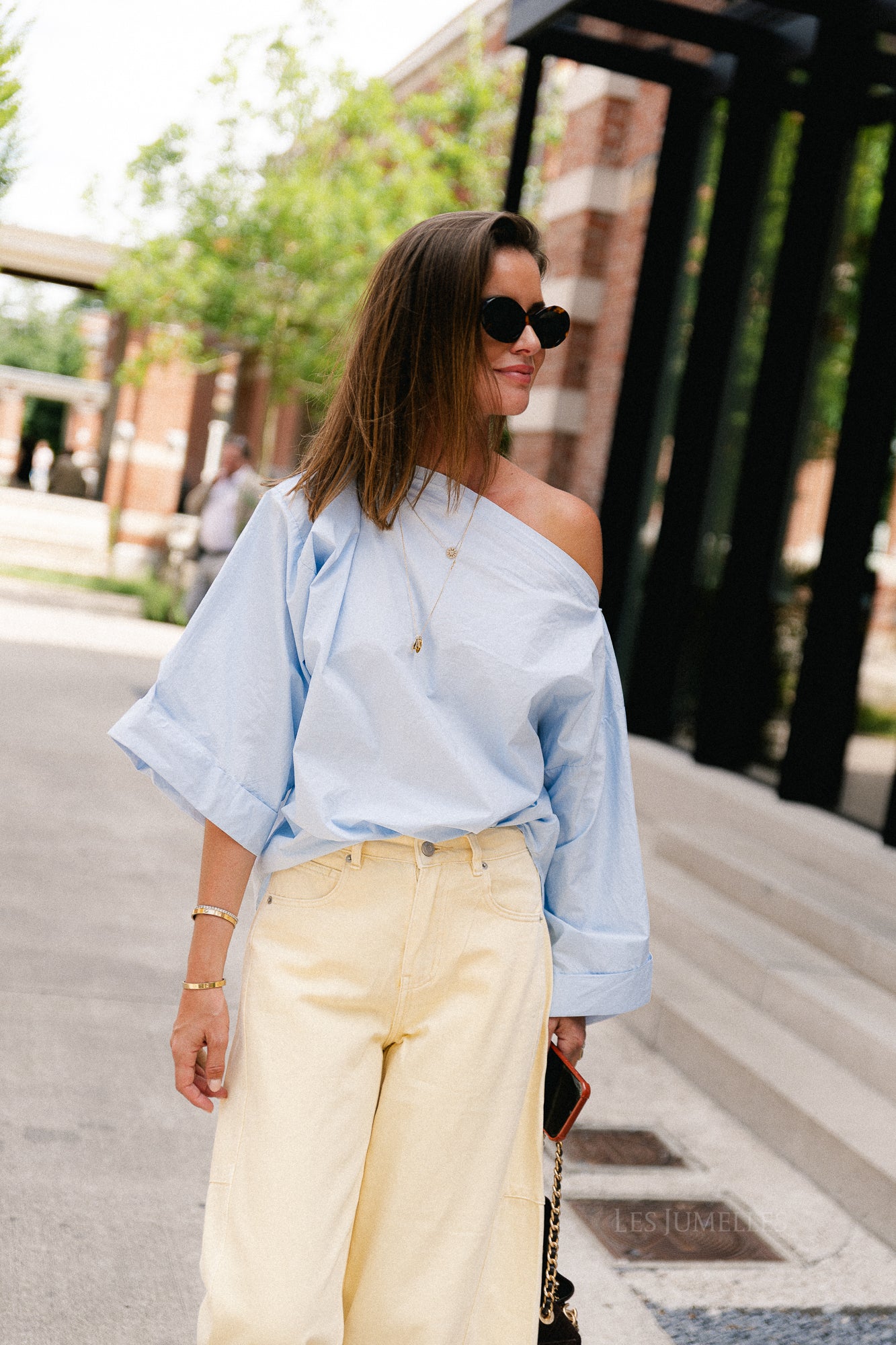 Myra off shoulder shirt light blue
