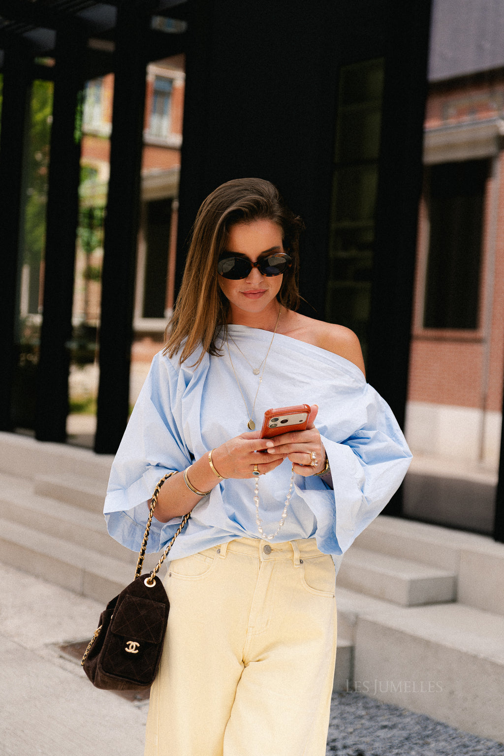 Myra off shoulder shirt light blue