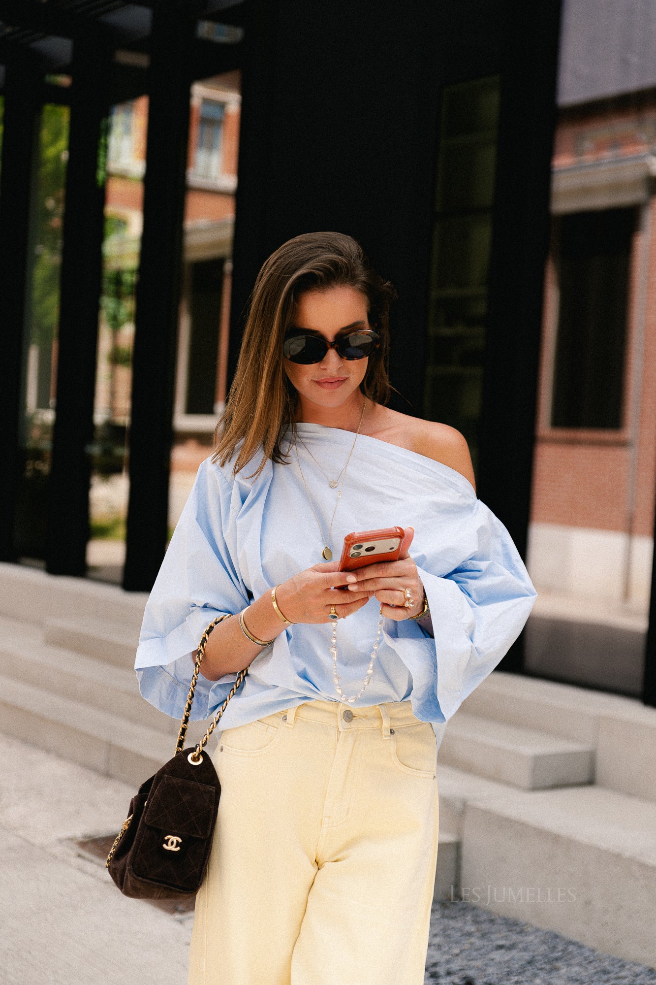 Myra off shoulder shirt light blue
