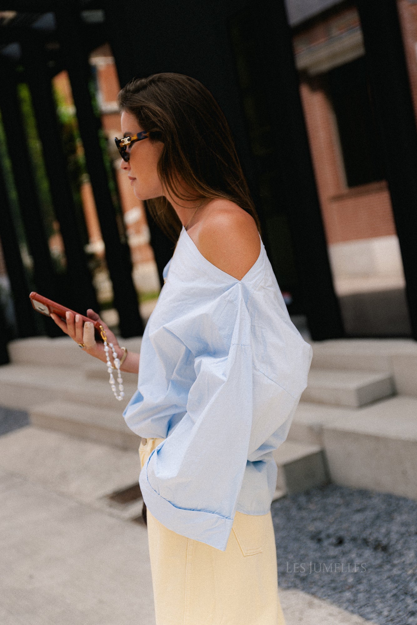 Myra off shoulder shirt light blue
