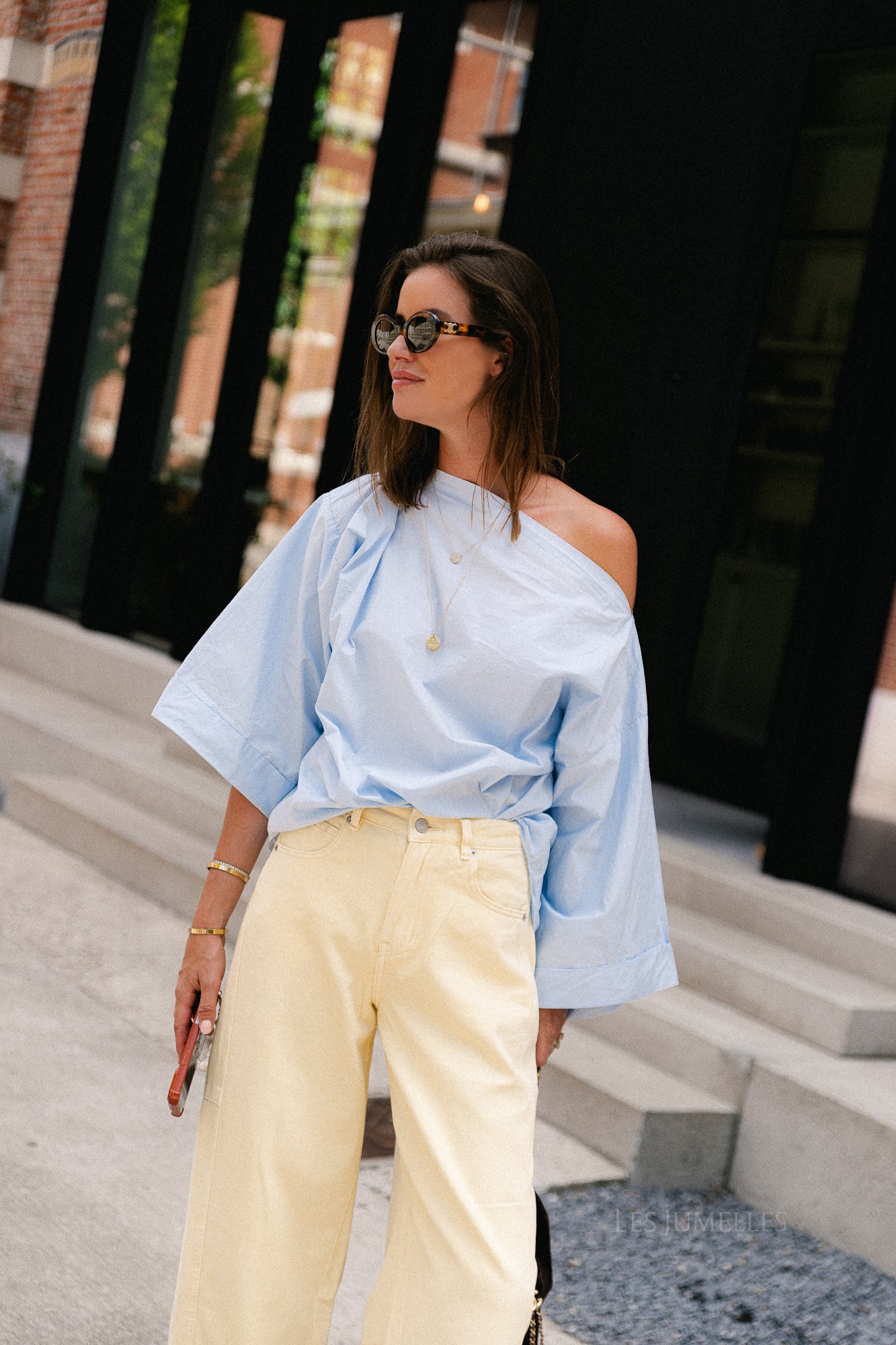 Myra off shoulder shirt light blue