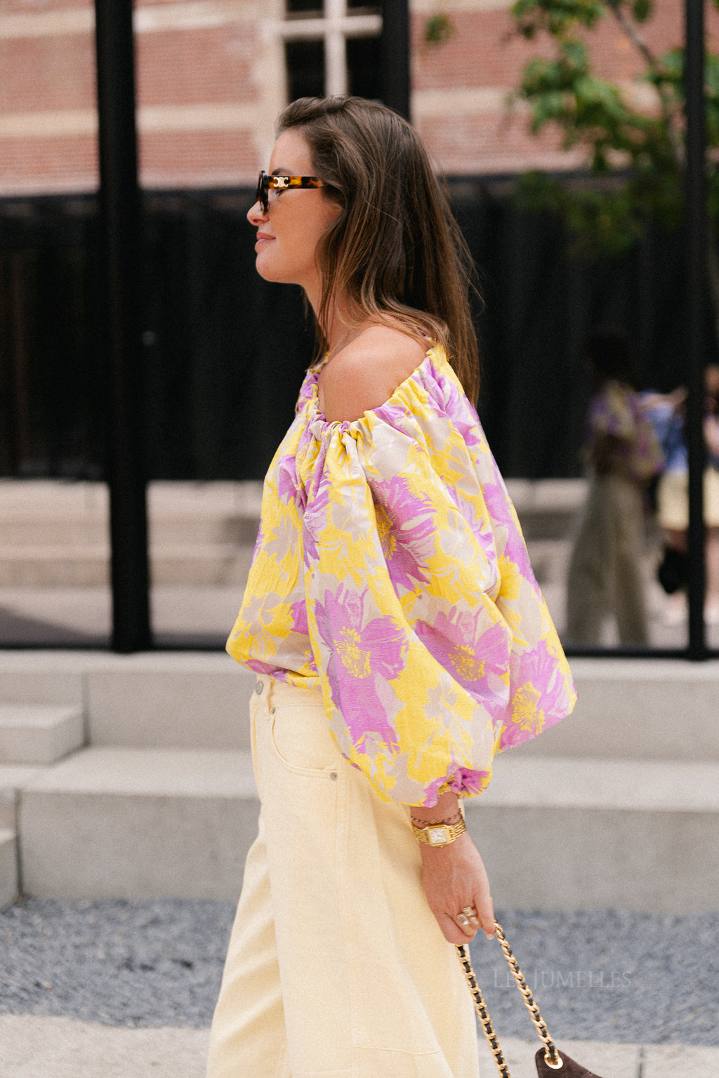 Jamie jacquard blouse yellow/iris orchid