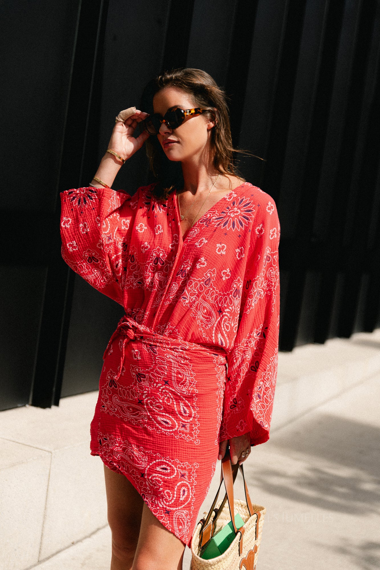 Lauren paisley print wrap dress poppy red