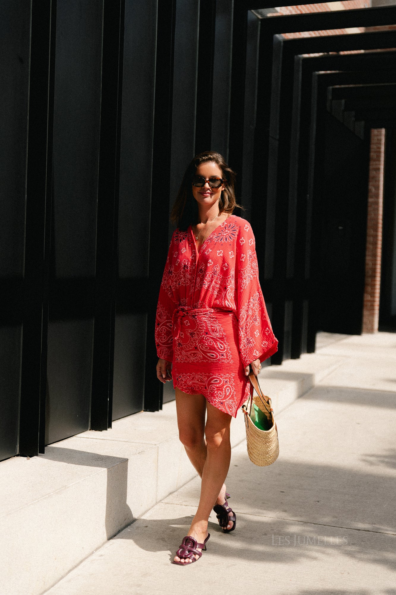 Lauren paisley print wrap dress poppy red