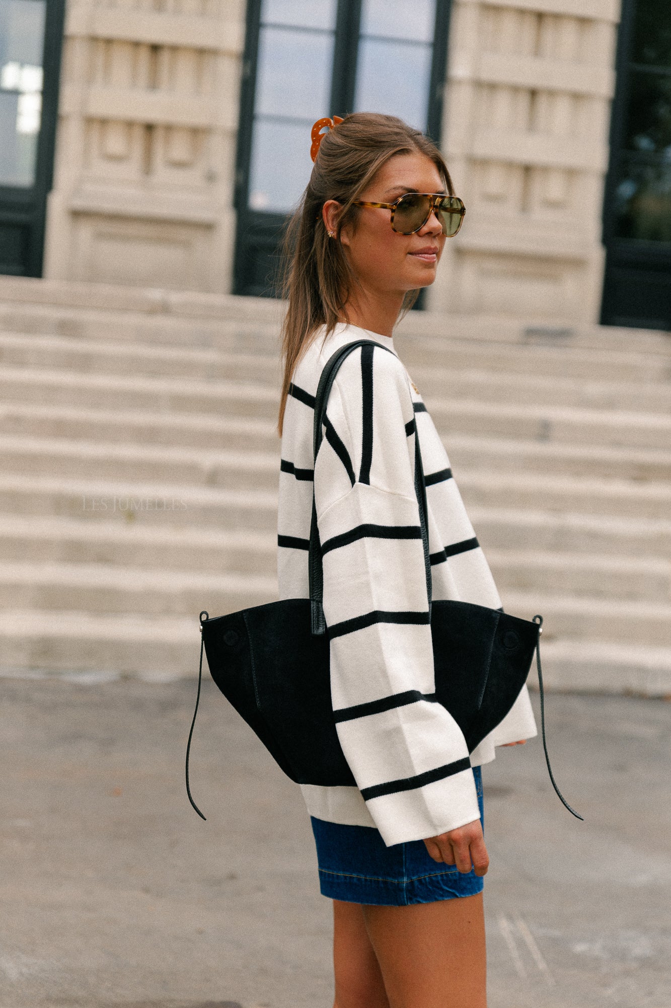 Simone striped sweater ecru/black