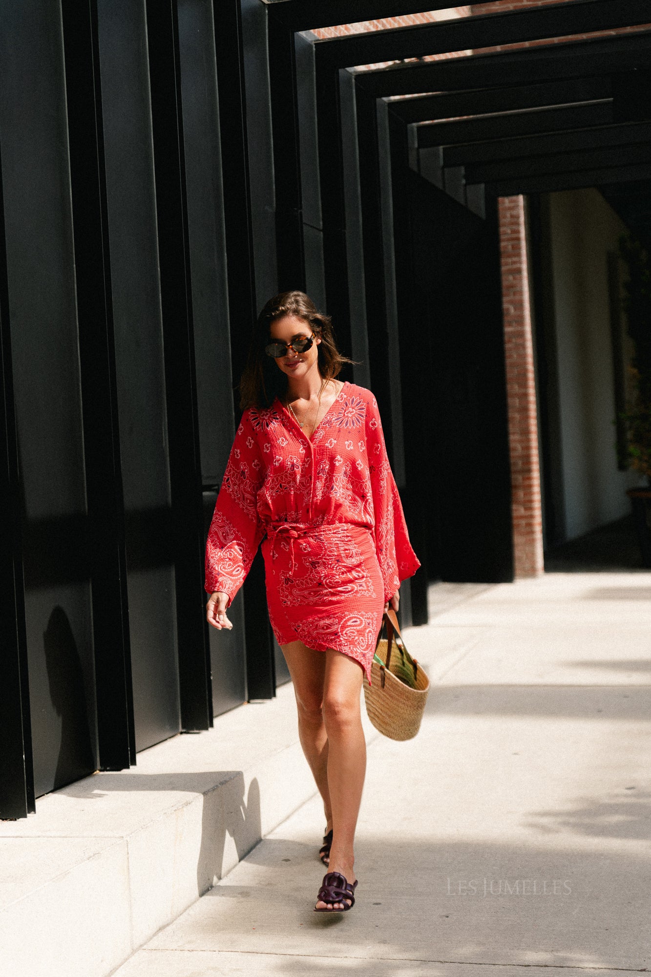 Lauren paisley print wrap dress poppy red