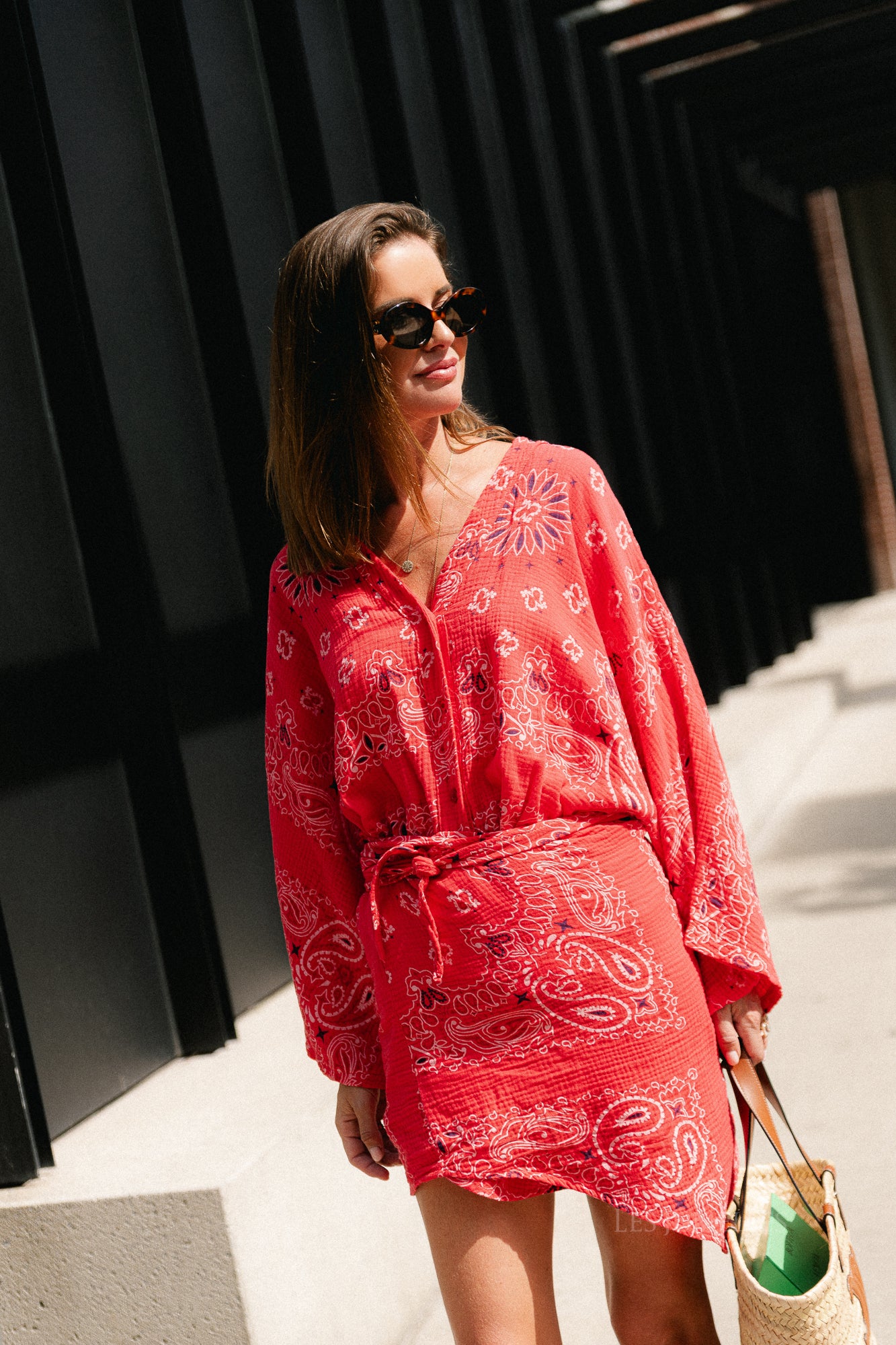 Lauren paisley print wrap dress poppy red