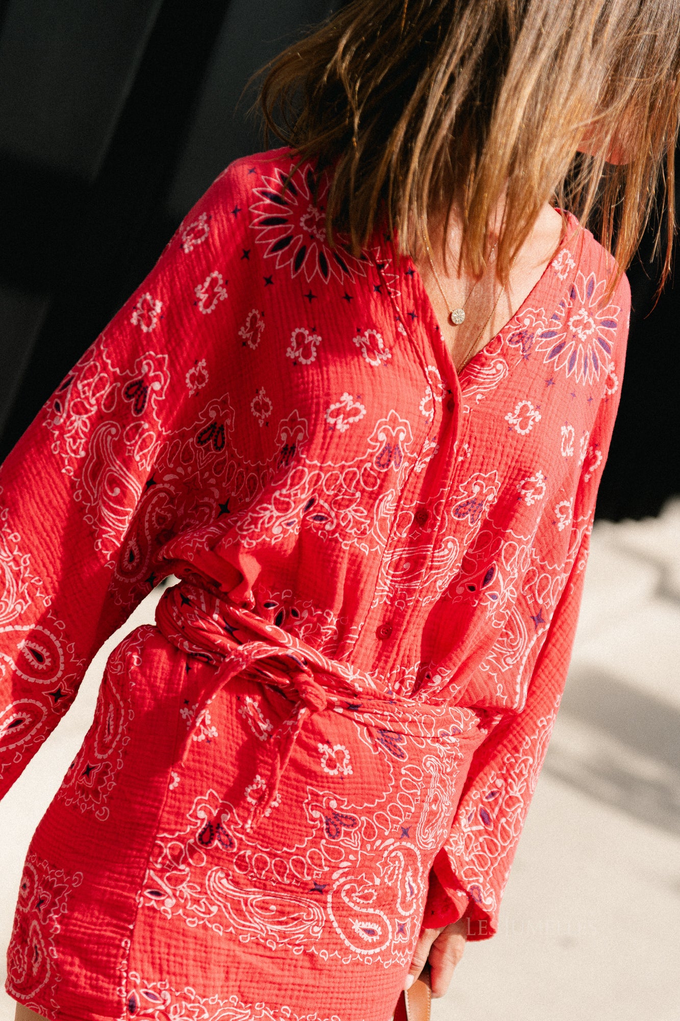Lauren paisley print wrap dress poppy red