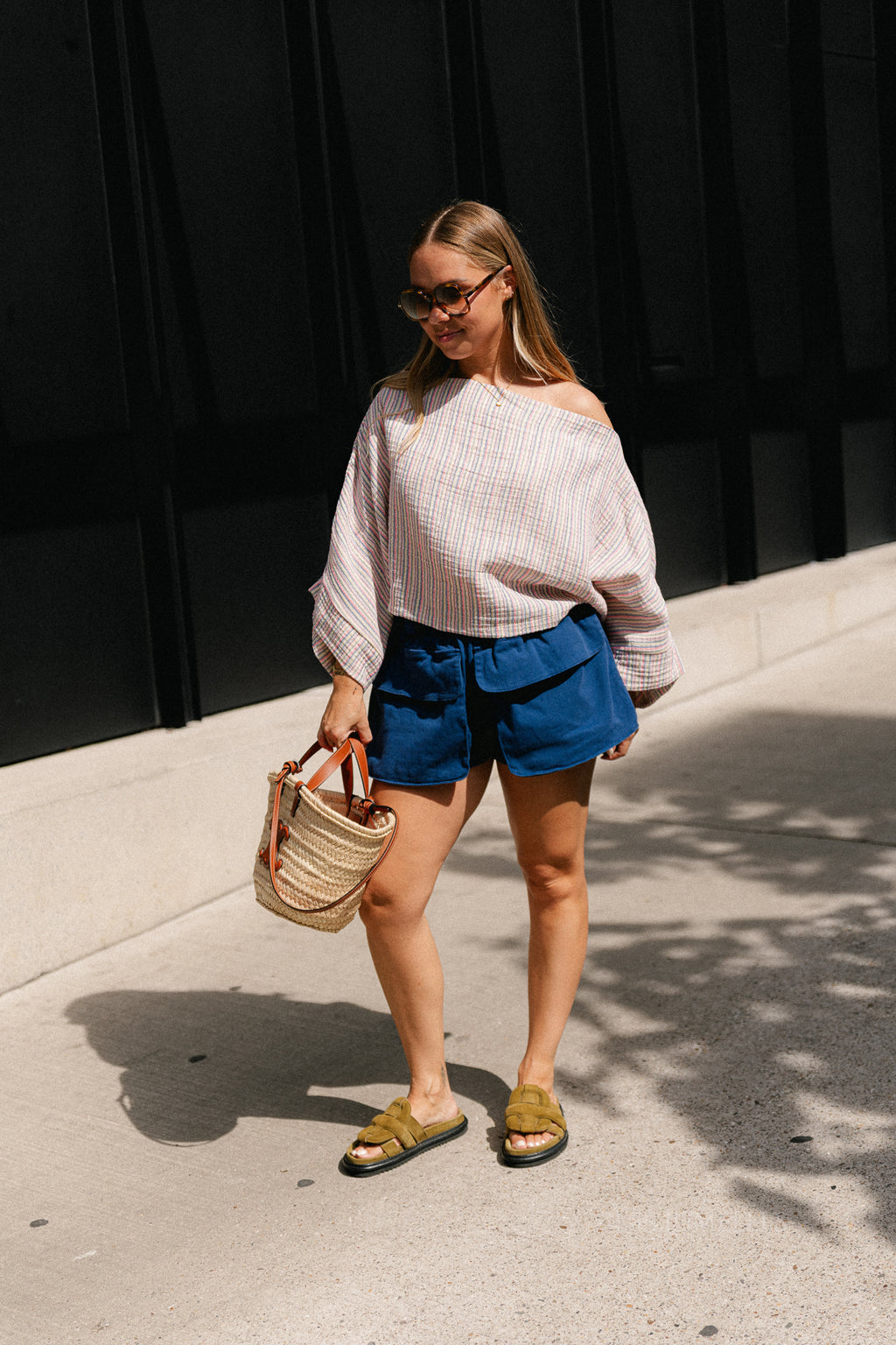 Maelys fine striped off-shoulder blouse multicolor