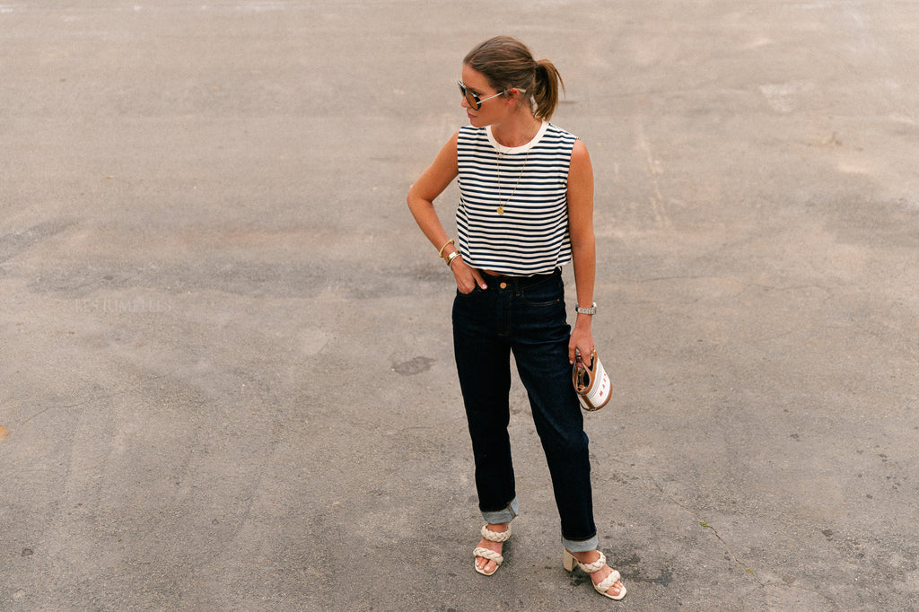 Elena striped SL top navy/ecru