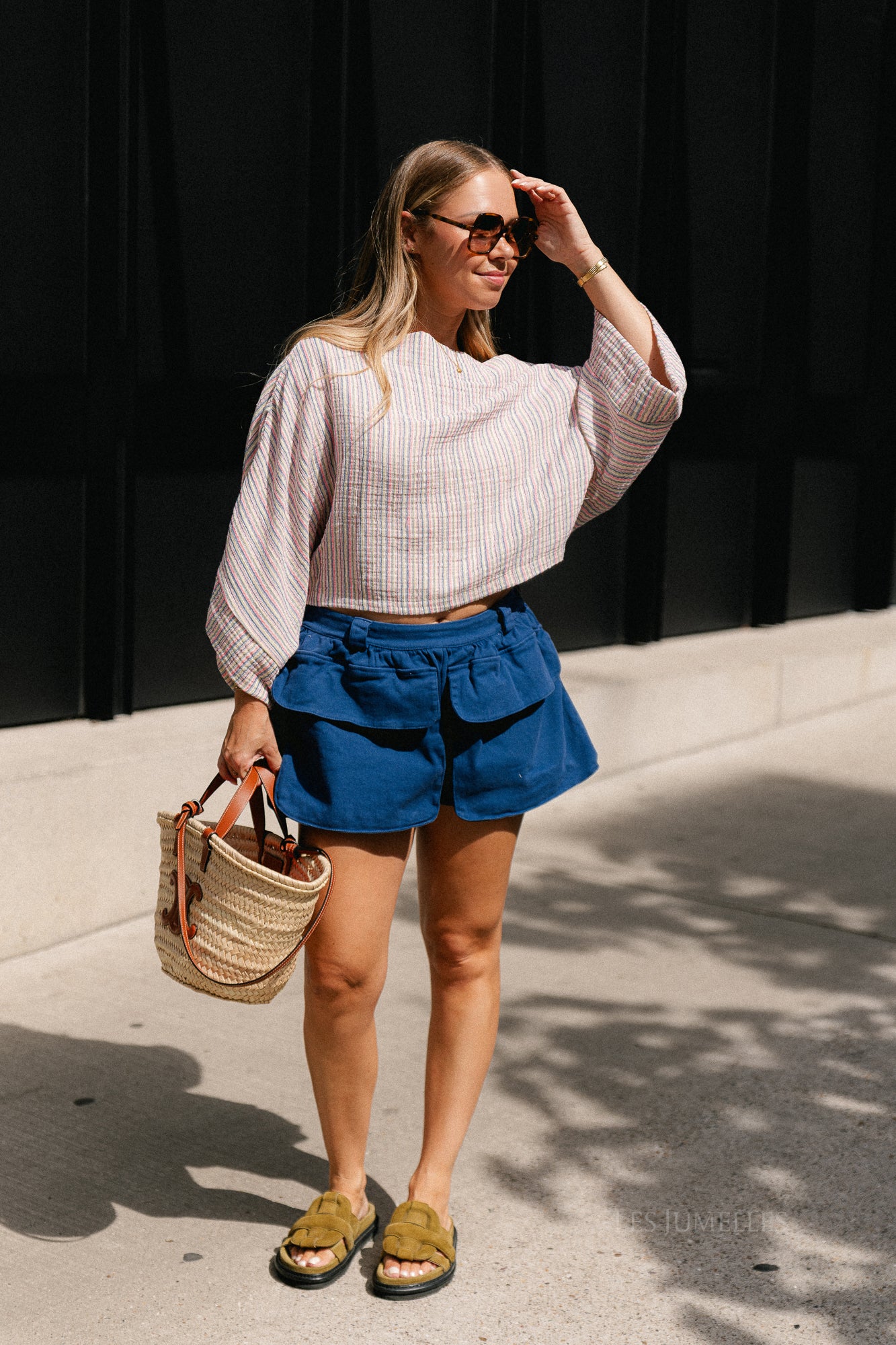 Maelys fine striped off-shoulder blouse multicolor
