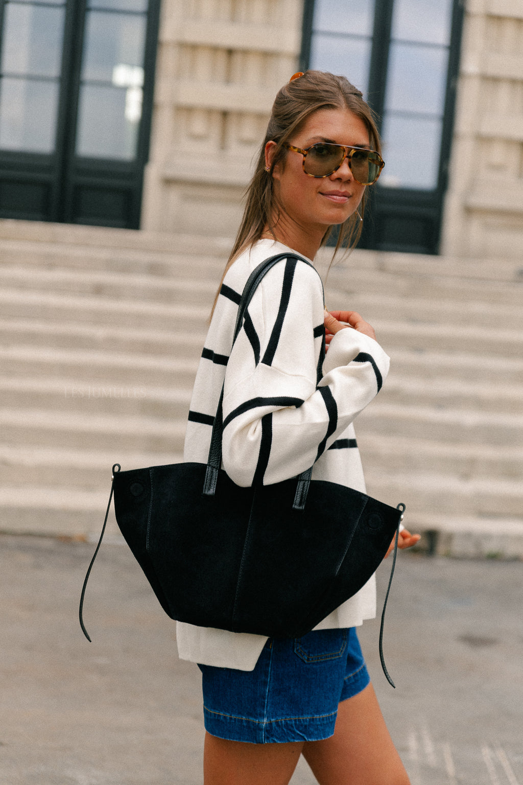 Emma suede handbag black