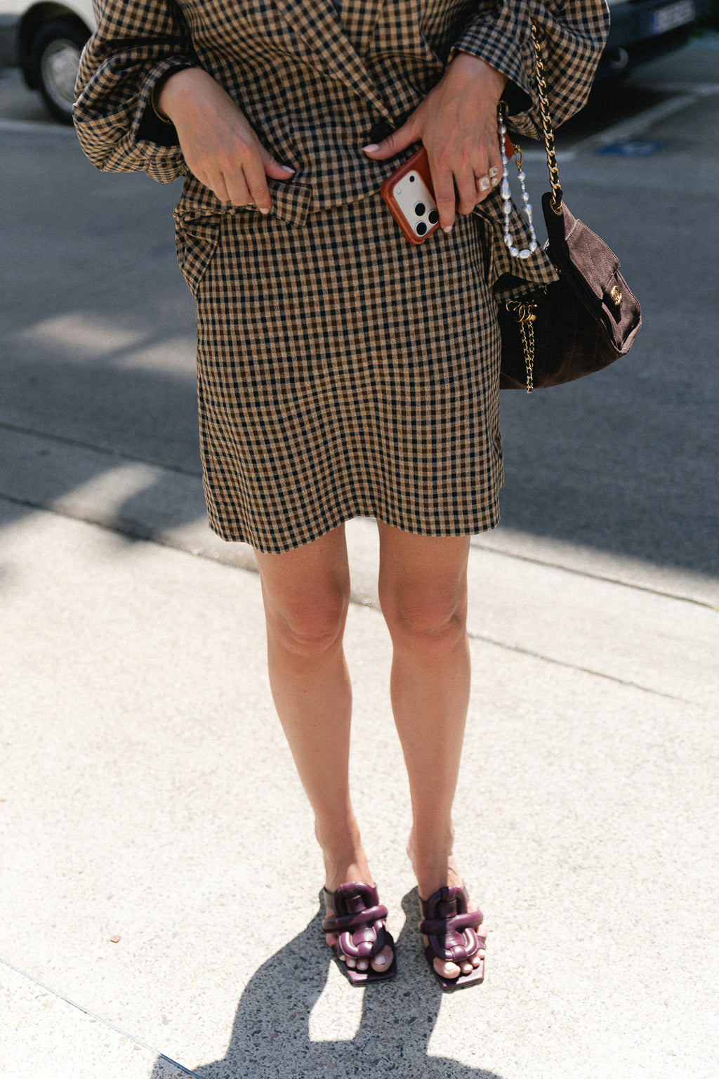VIEsmeralda HW short skirt coffee bean/black