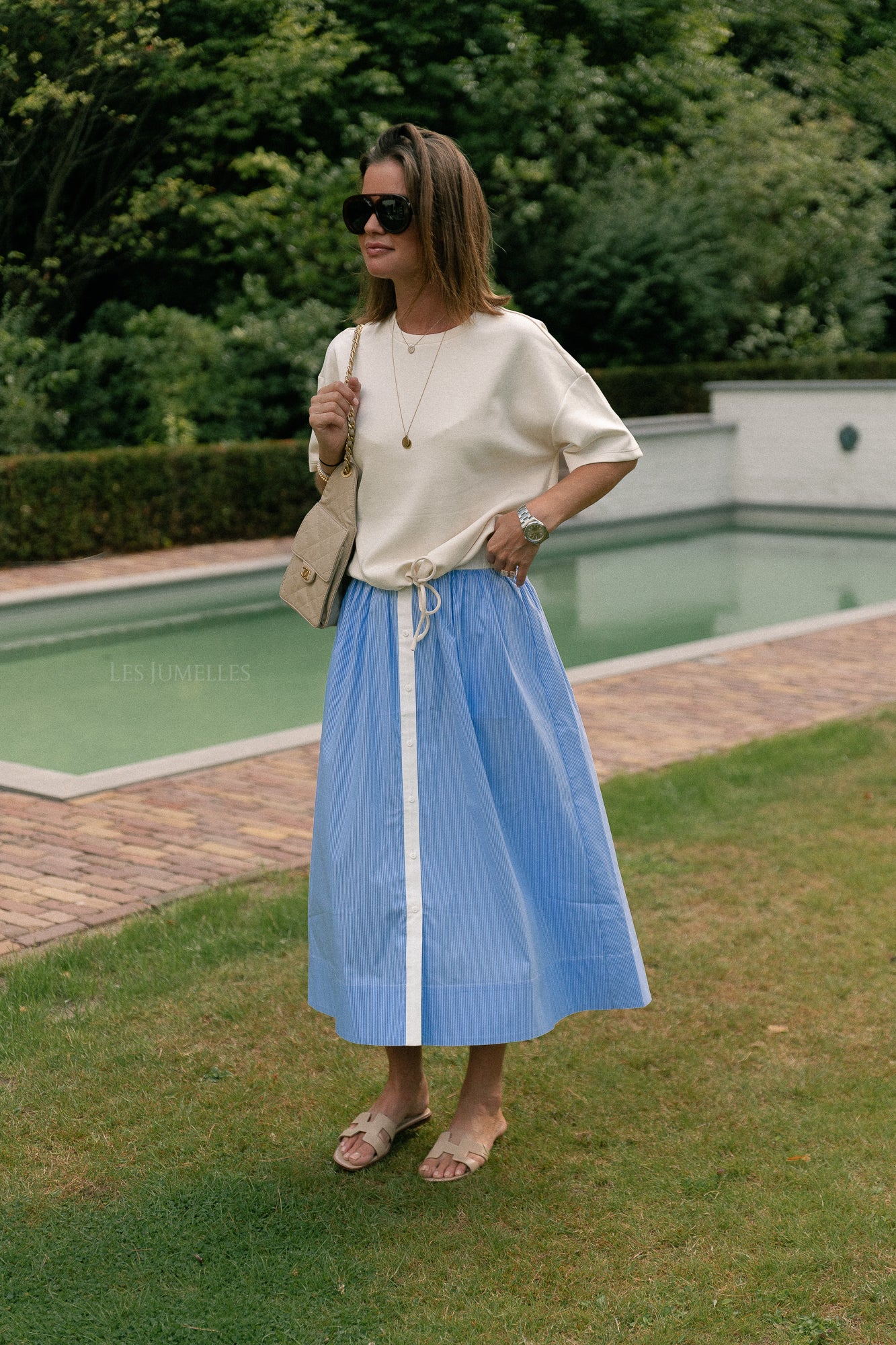 YASAbri HW long skirt vista blue/star white