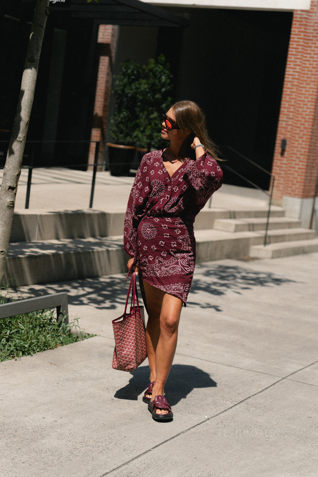 Lauren paisley print wrap dress burgundy