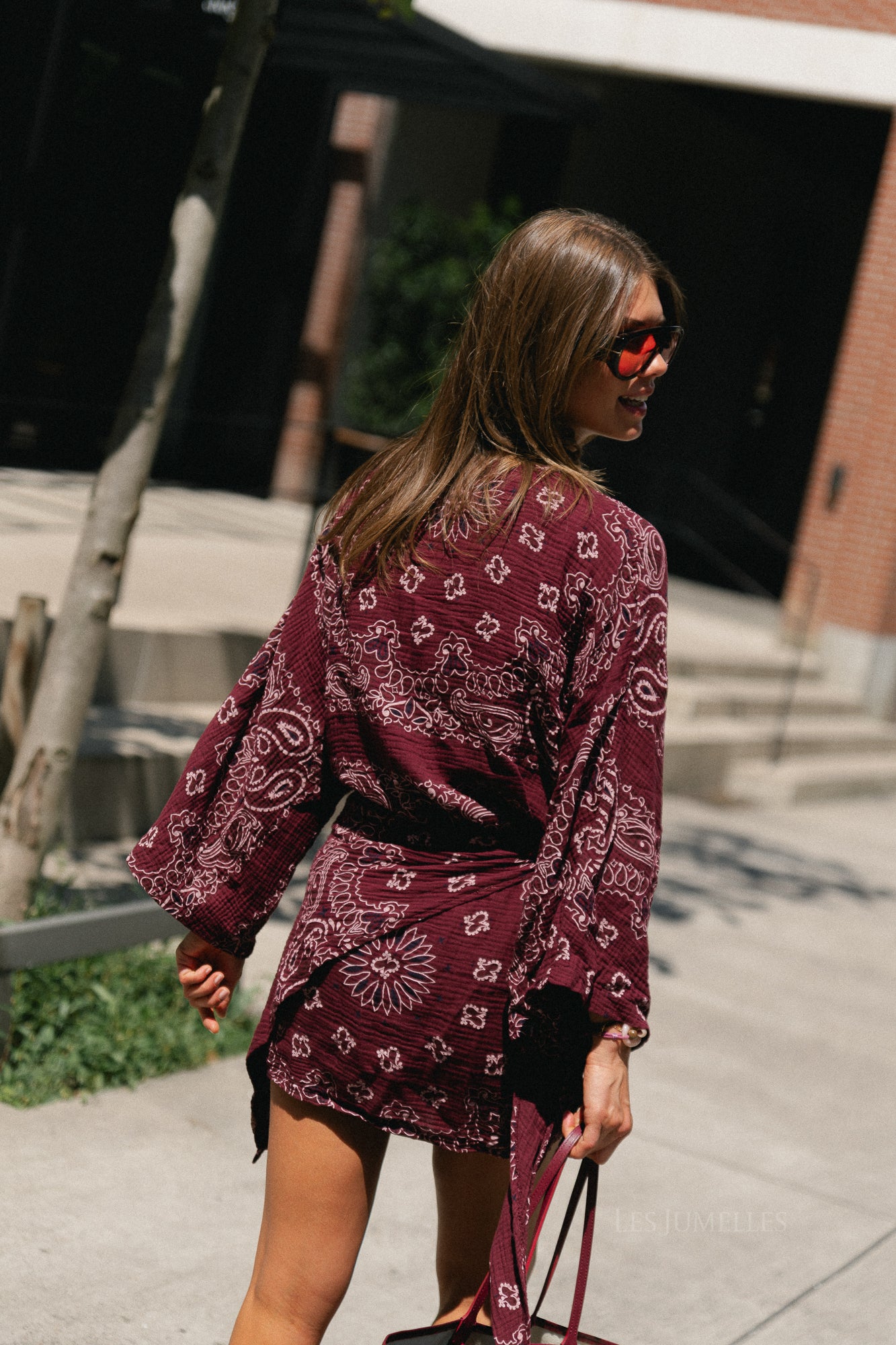 Lauren paisley print wrap dress burgundy