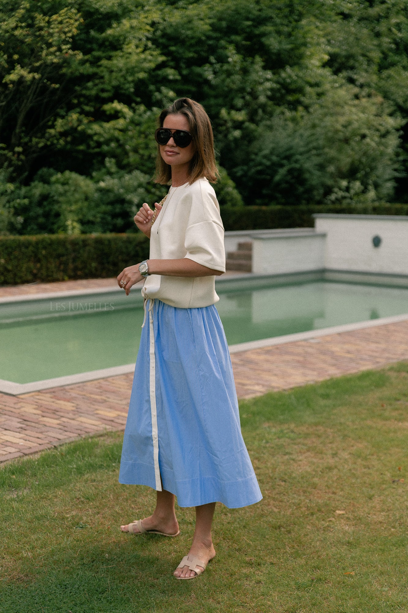 YASAbri HW long skirt vista blue/star white