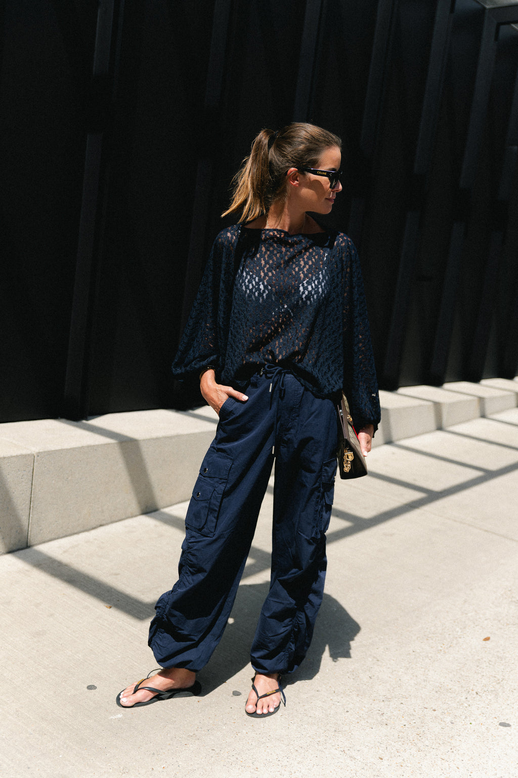 Monica lace blouse navy