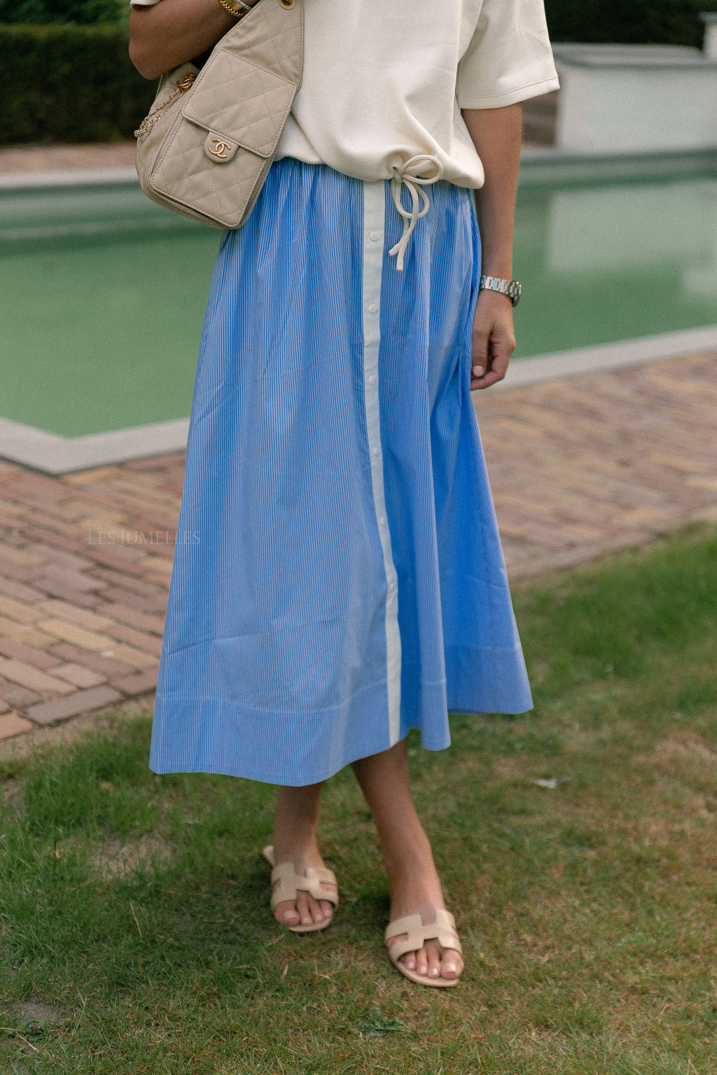 YASAbri HW long skirt vista blue/star white