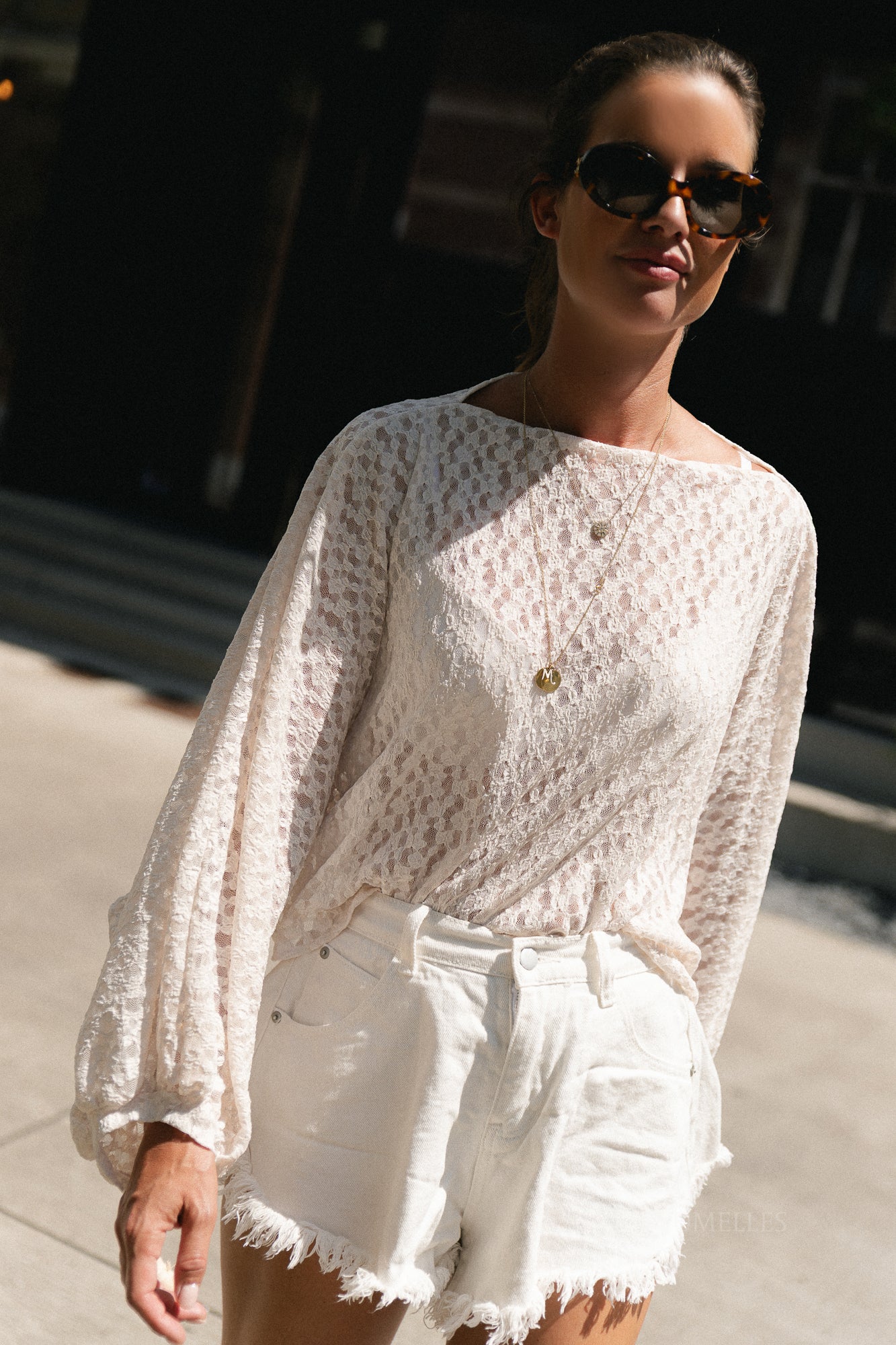 Margot denim shorts white