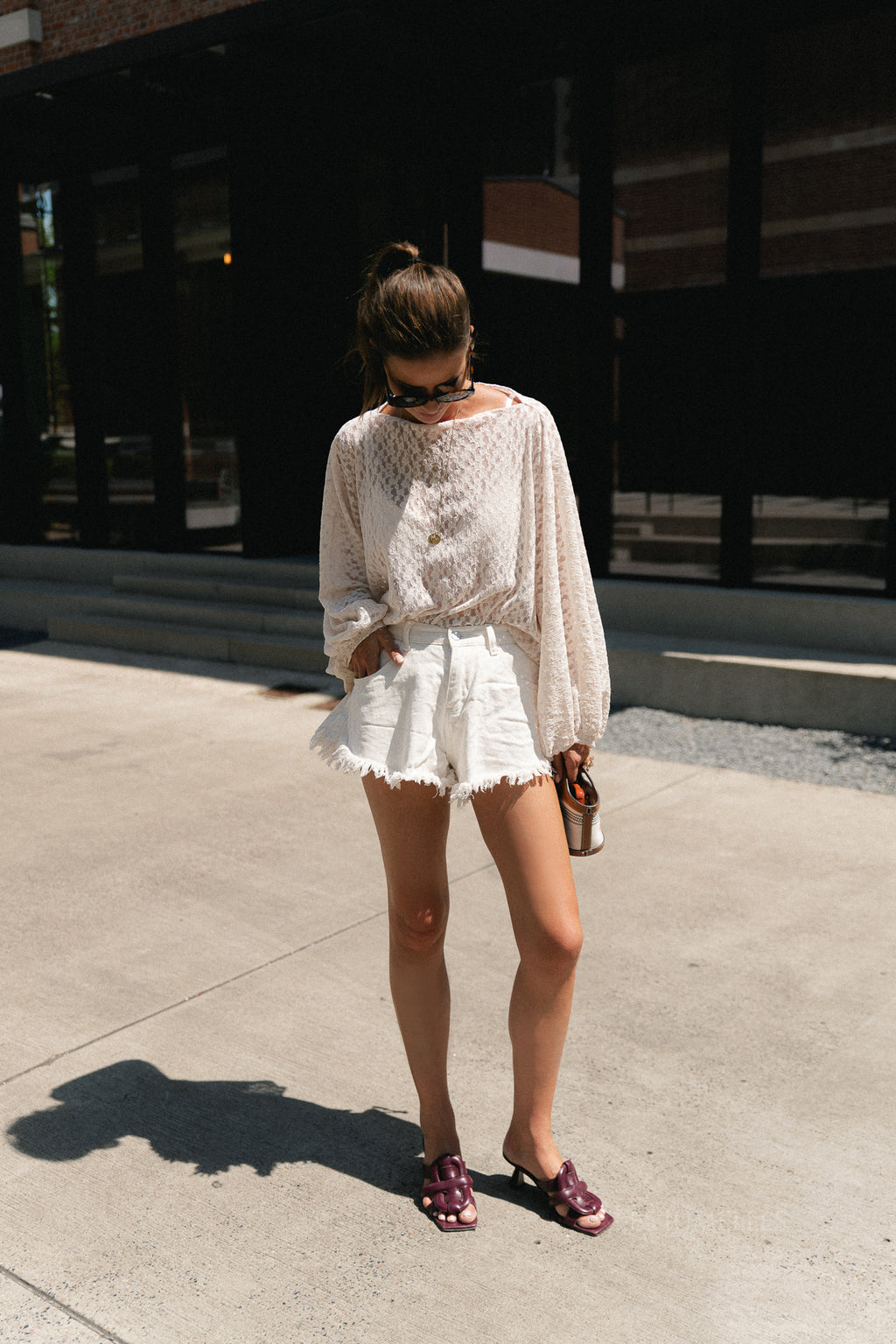 Monica lace blouse ecru