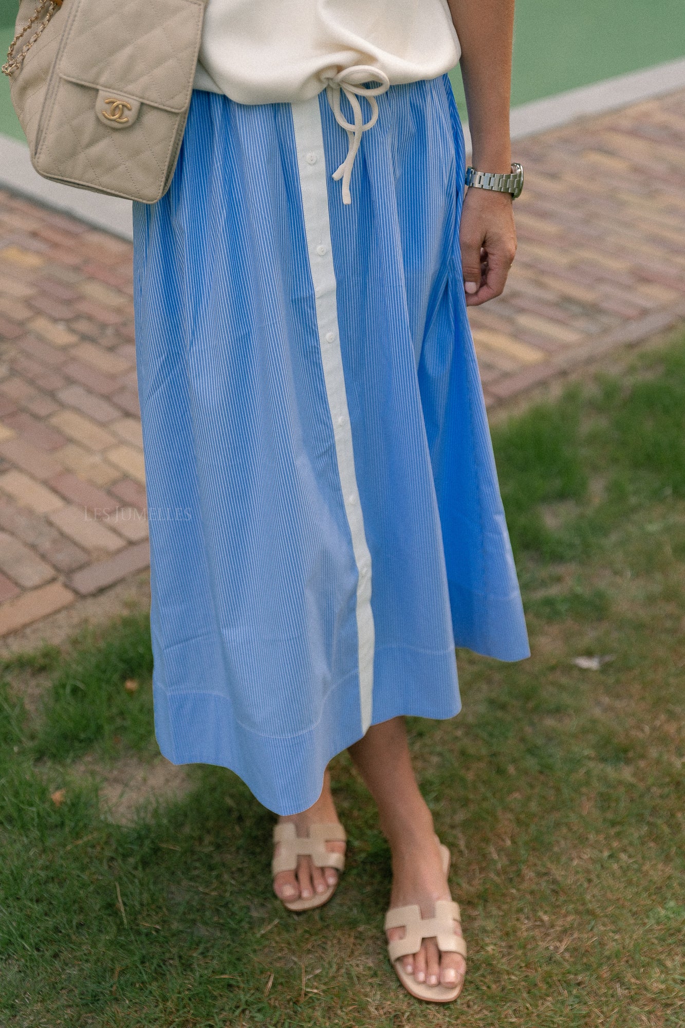YASAbri HW long skirt vista blue/star white