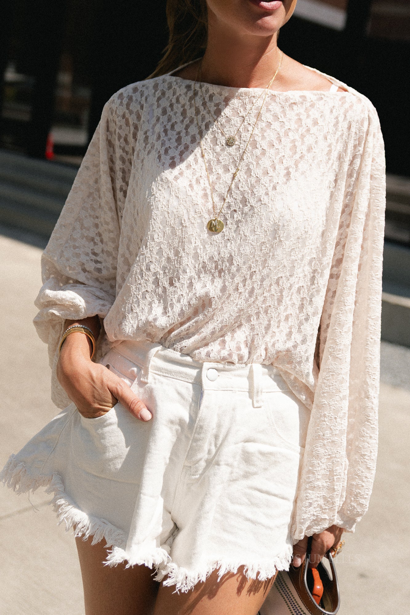 Margot denim shorts white