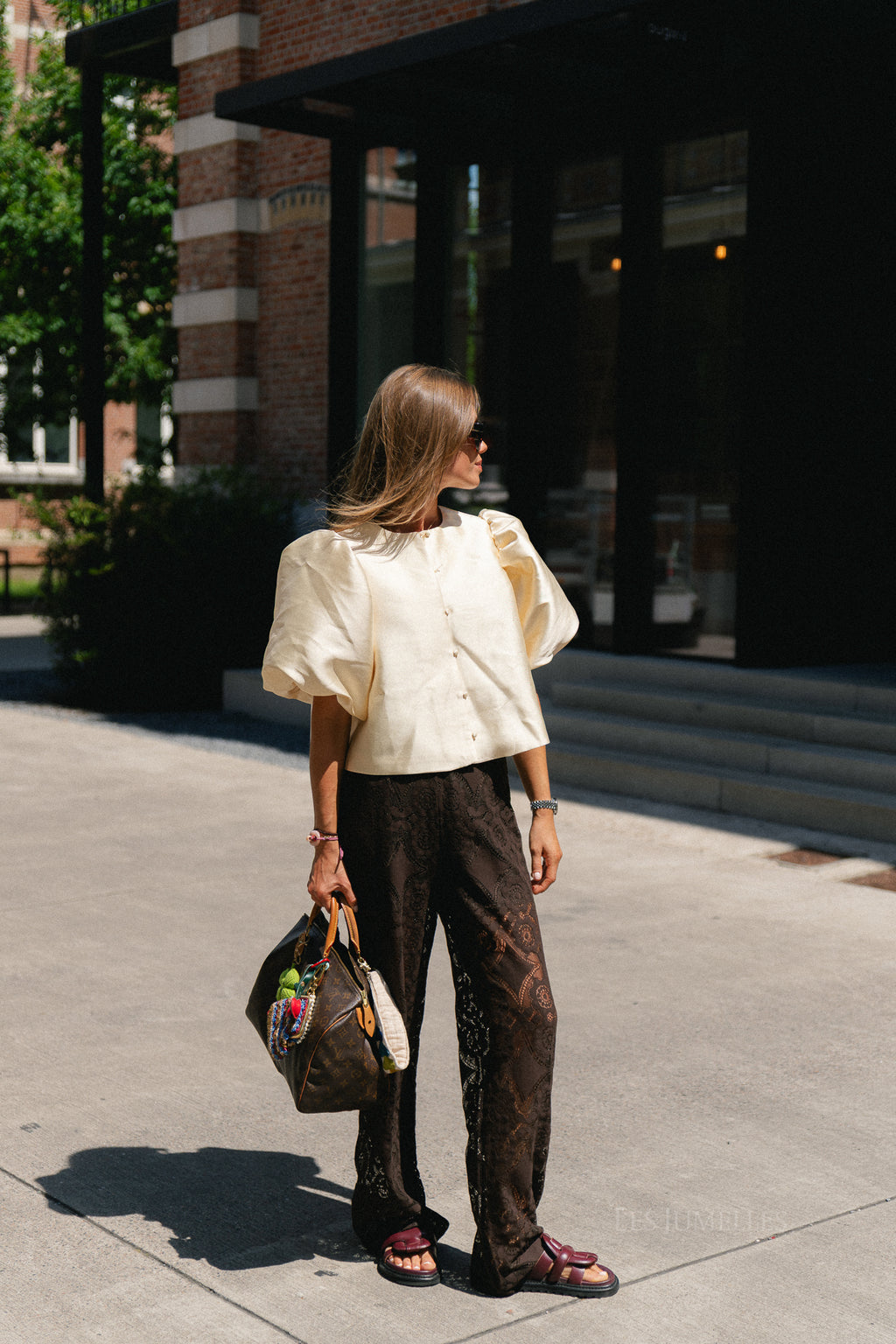 YASAlmi HW scarf lace pant coffee bean