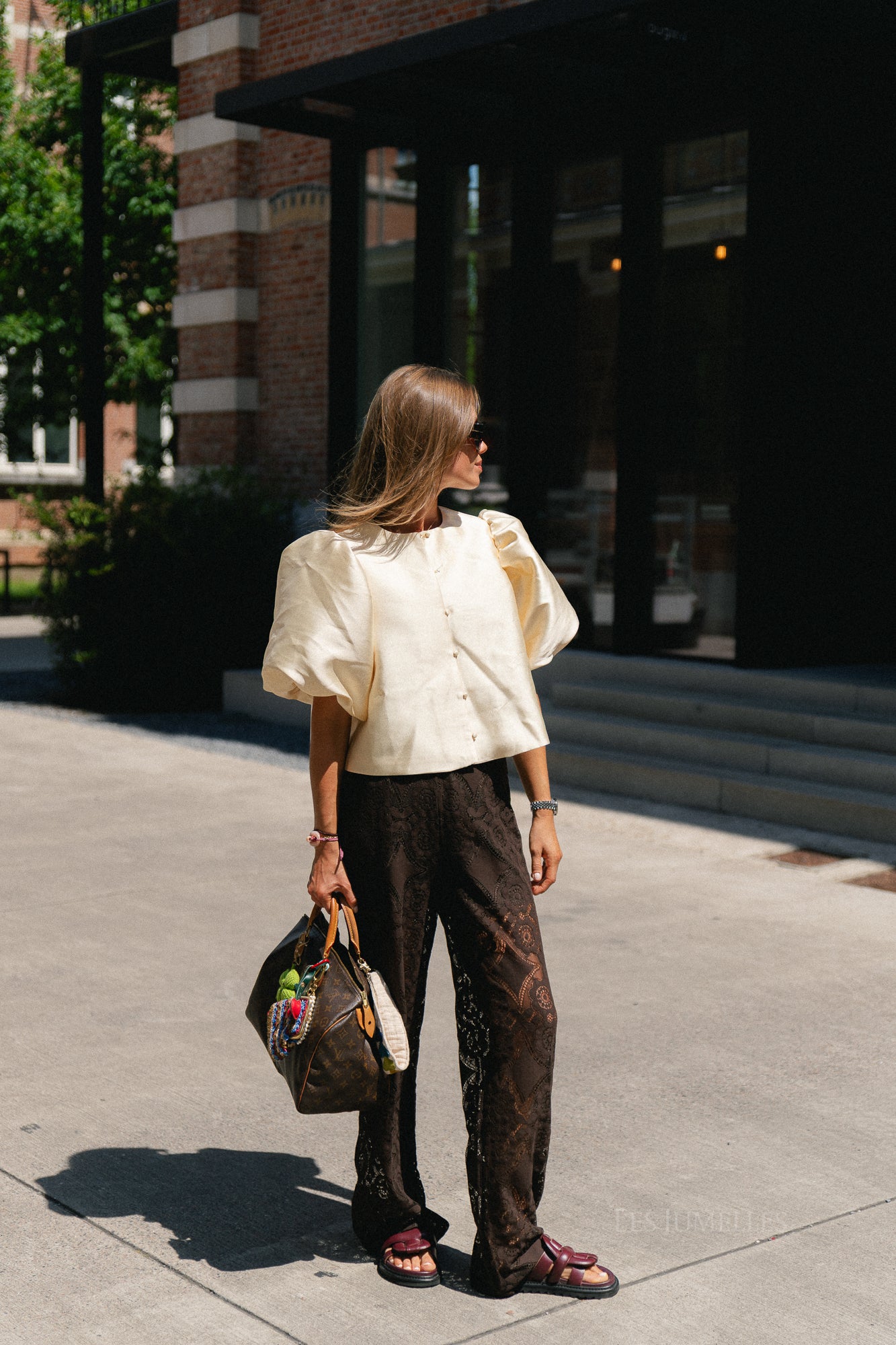 YASAlmi HW scarf lace pant coffee bean