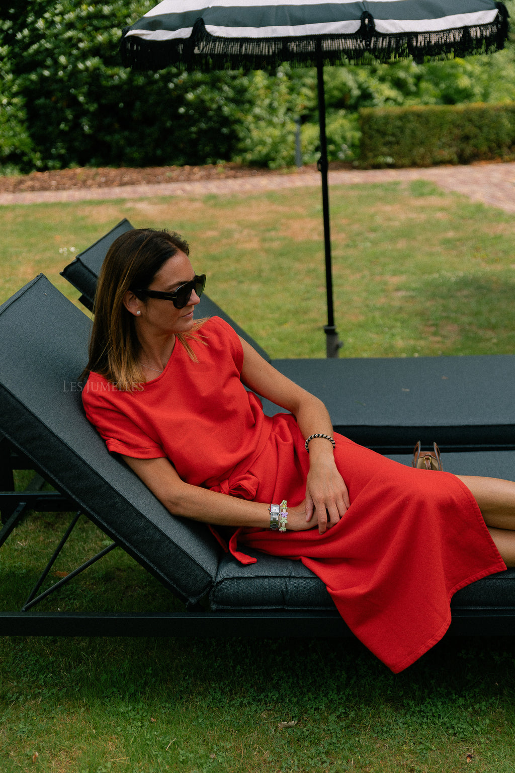 Freya long dress mandarin red