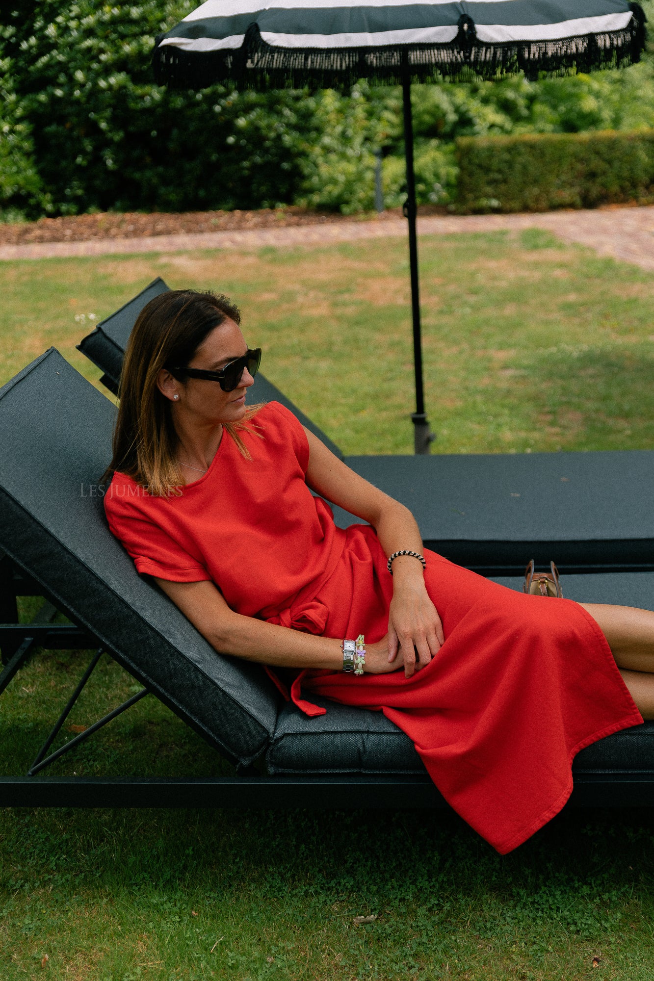 Freya long dress mandarin red