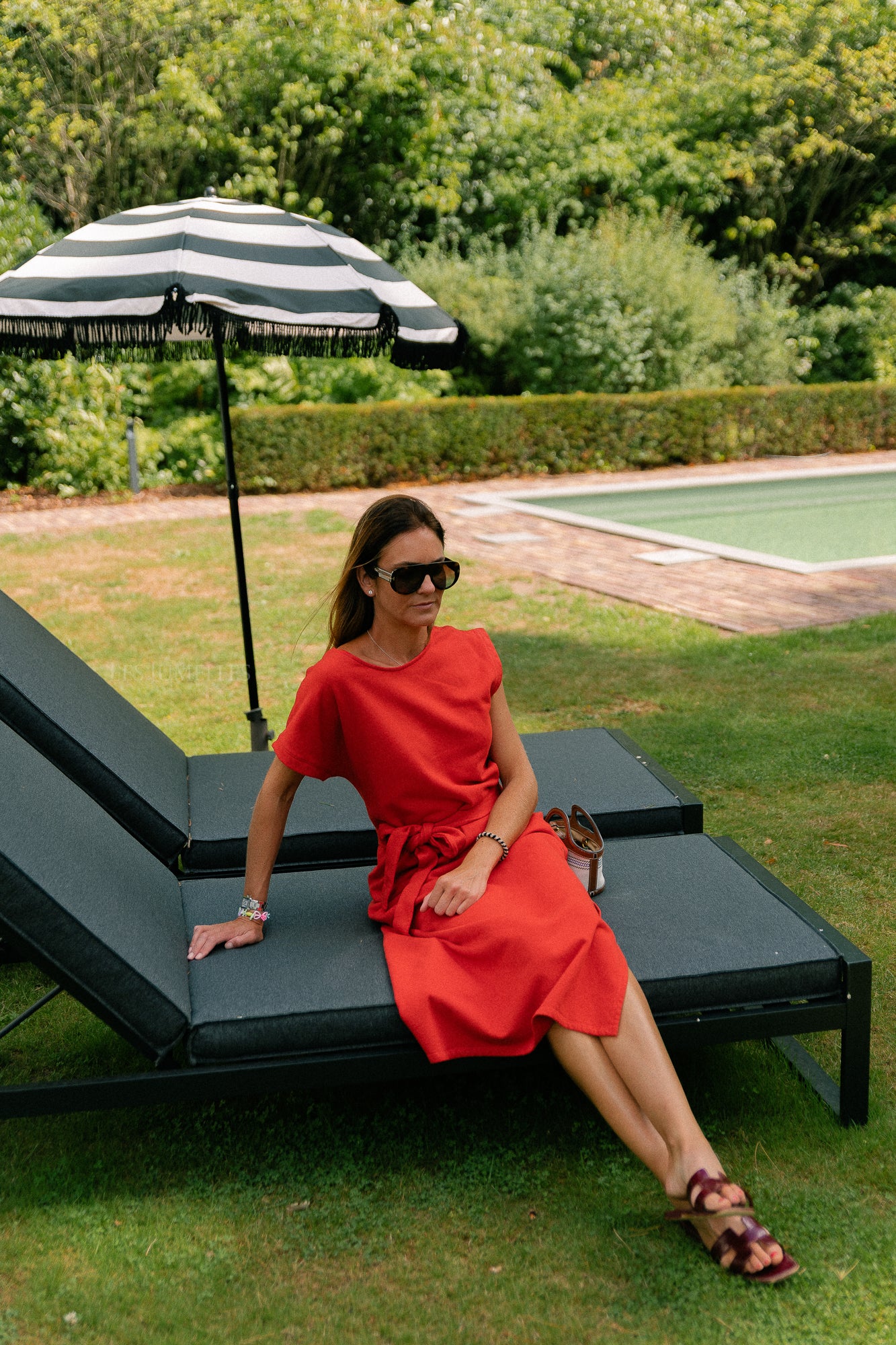 Freya long dress mandarin red