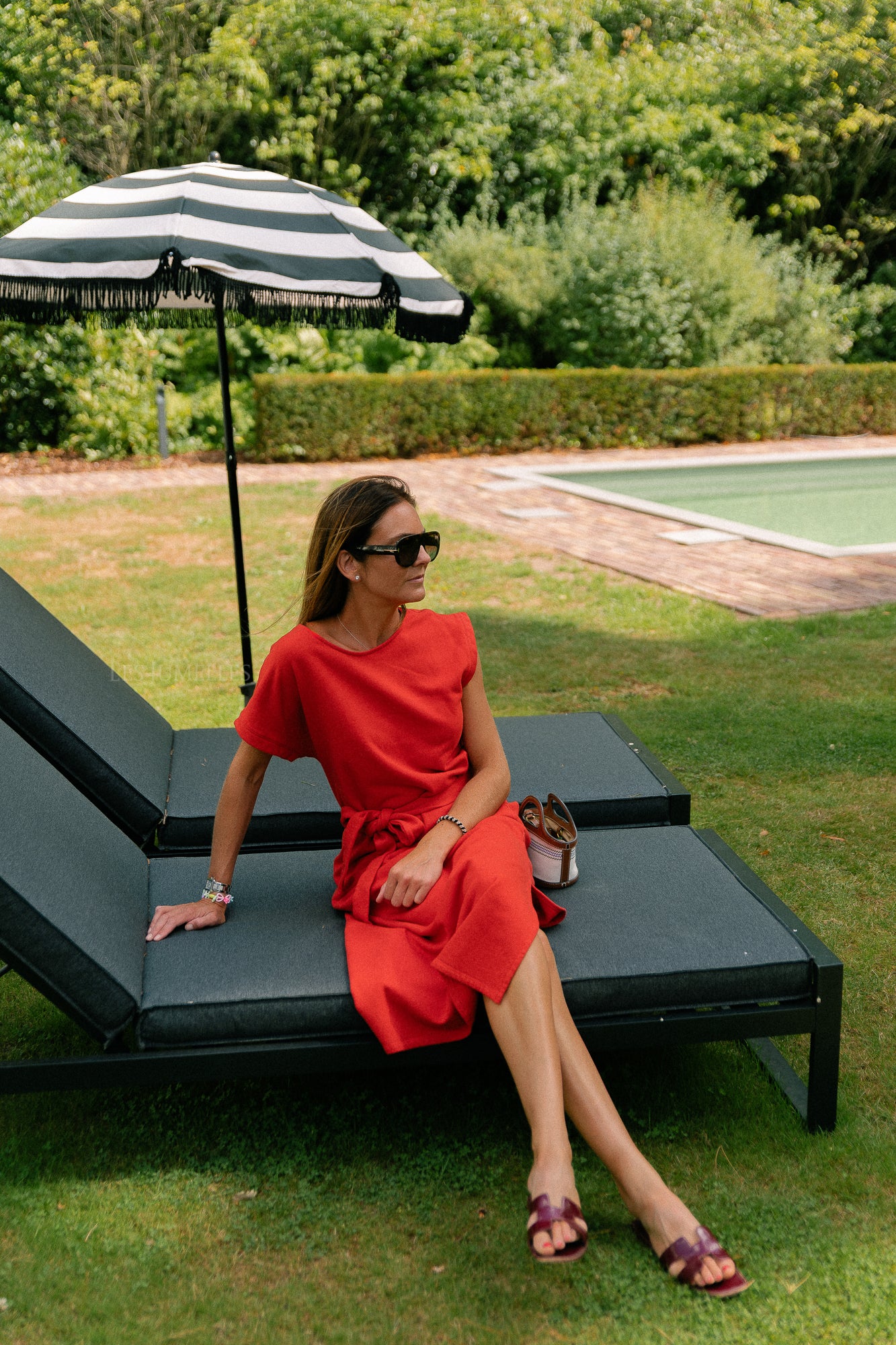 Freya long dress mandarin red