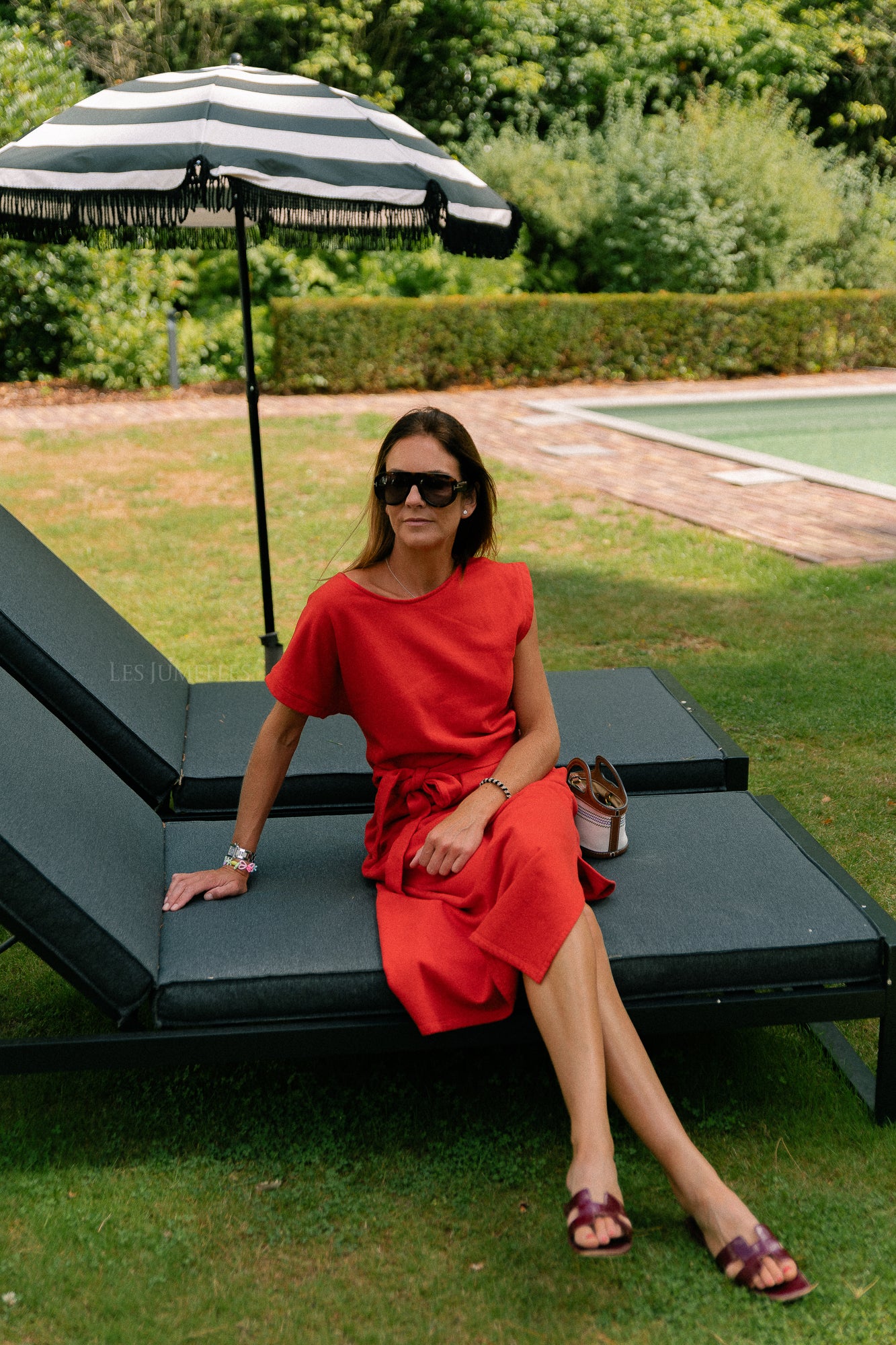 Freya long dress mandarin red